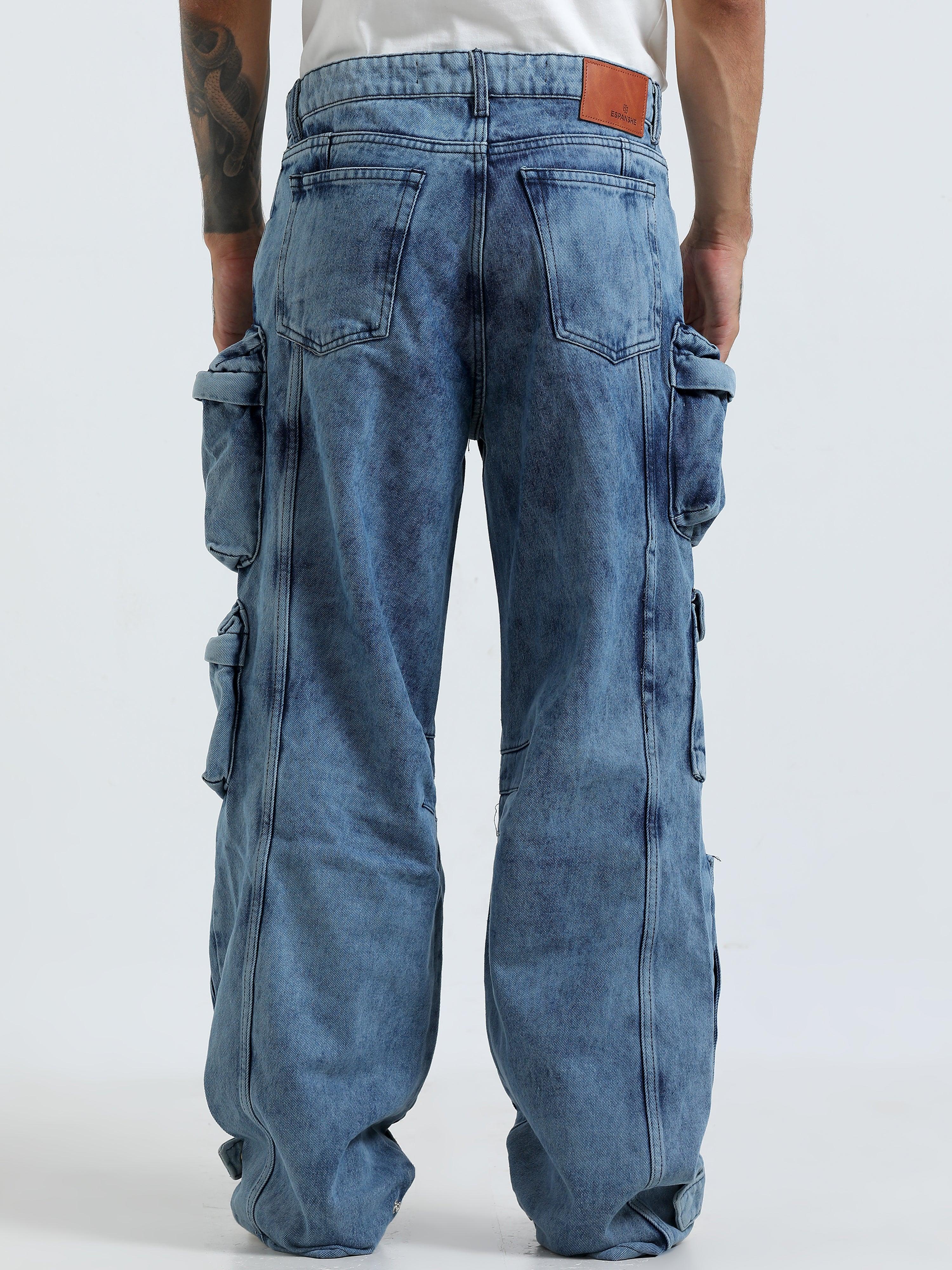 Kola - Baggy 10 Pocket Cargo Jeans- Blue - Image 4