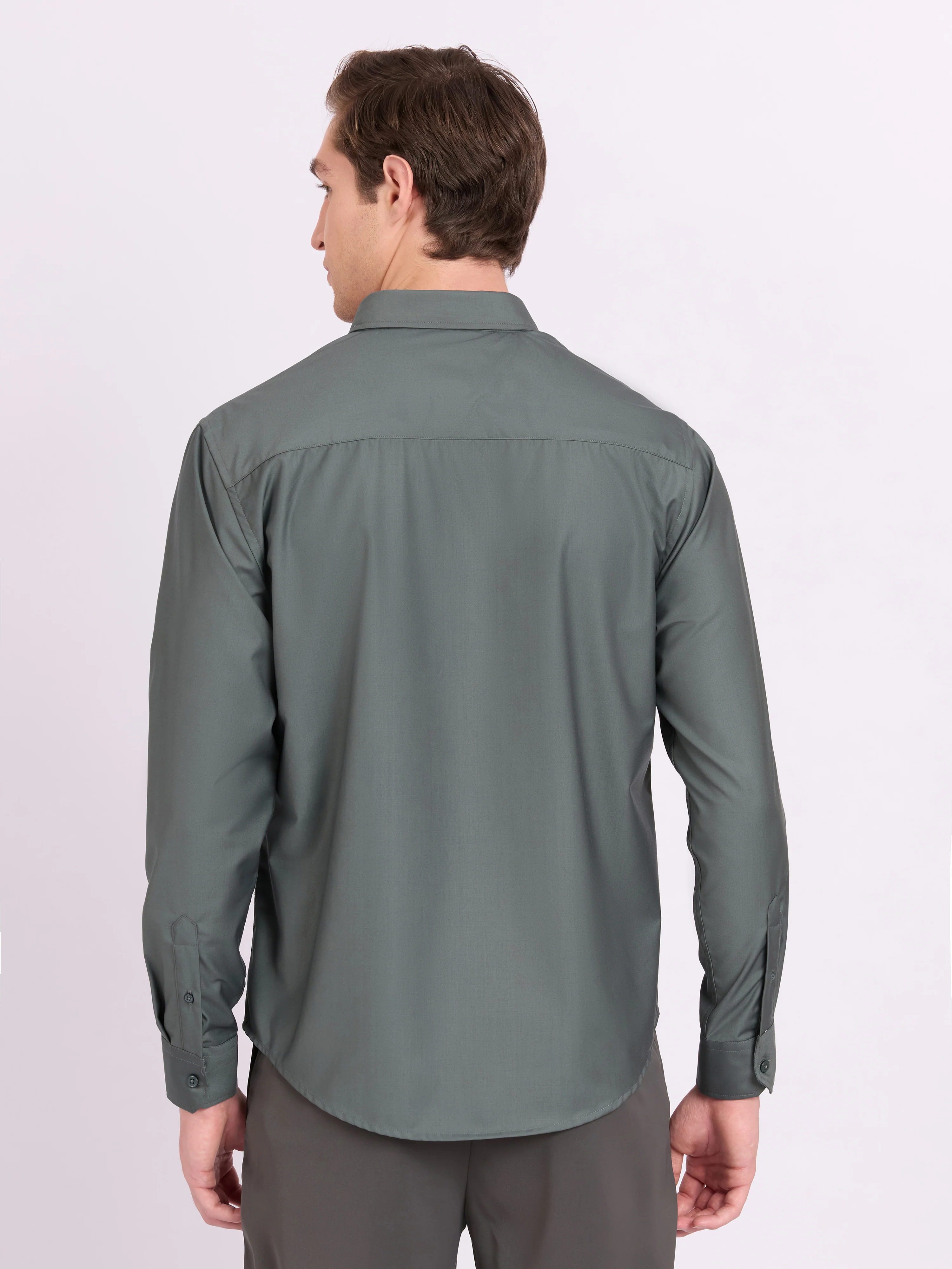 Lololo - Relaxed Fit Plain Shirt - Silver Pine - Image 6