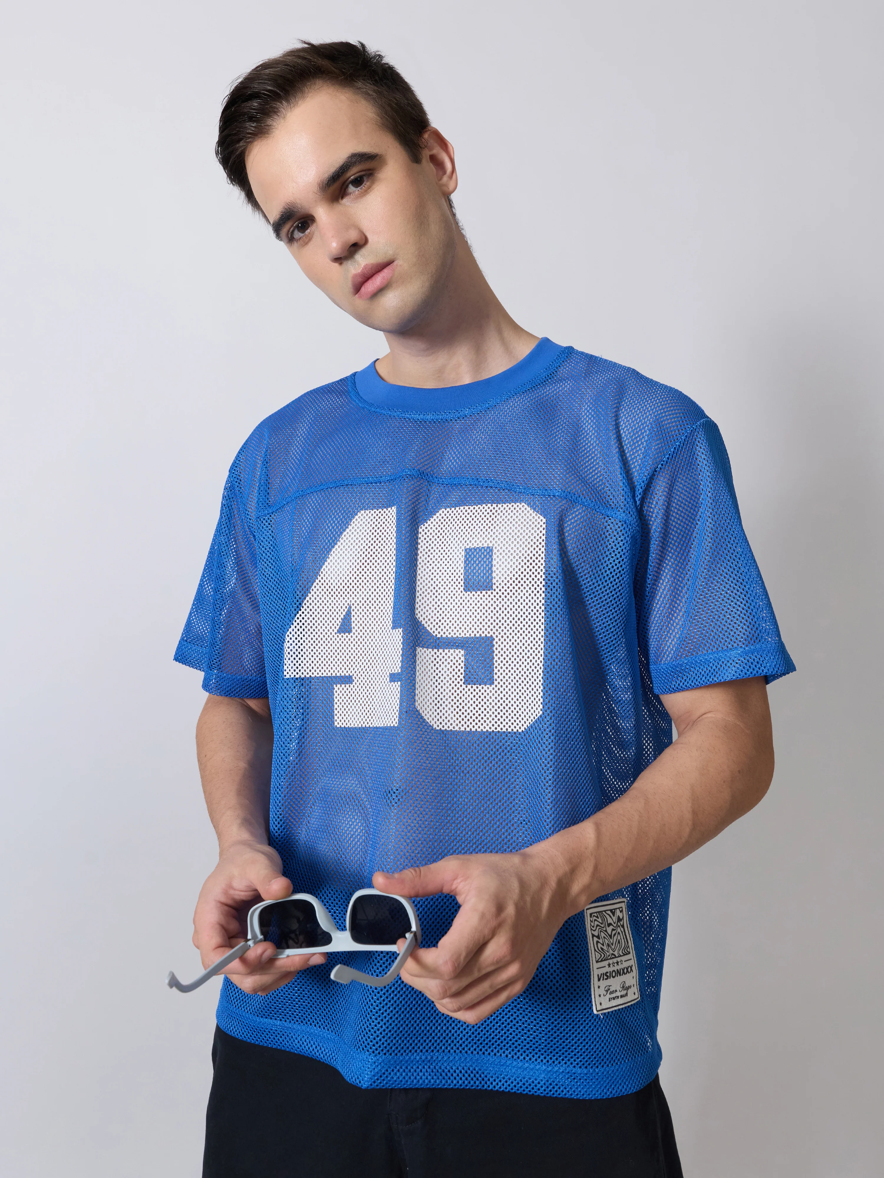 Lower Moon - 49 Printed Mesh Jersey T-Shirt - Blue