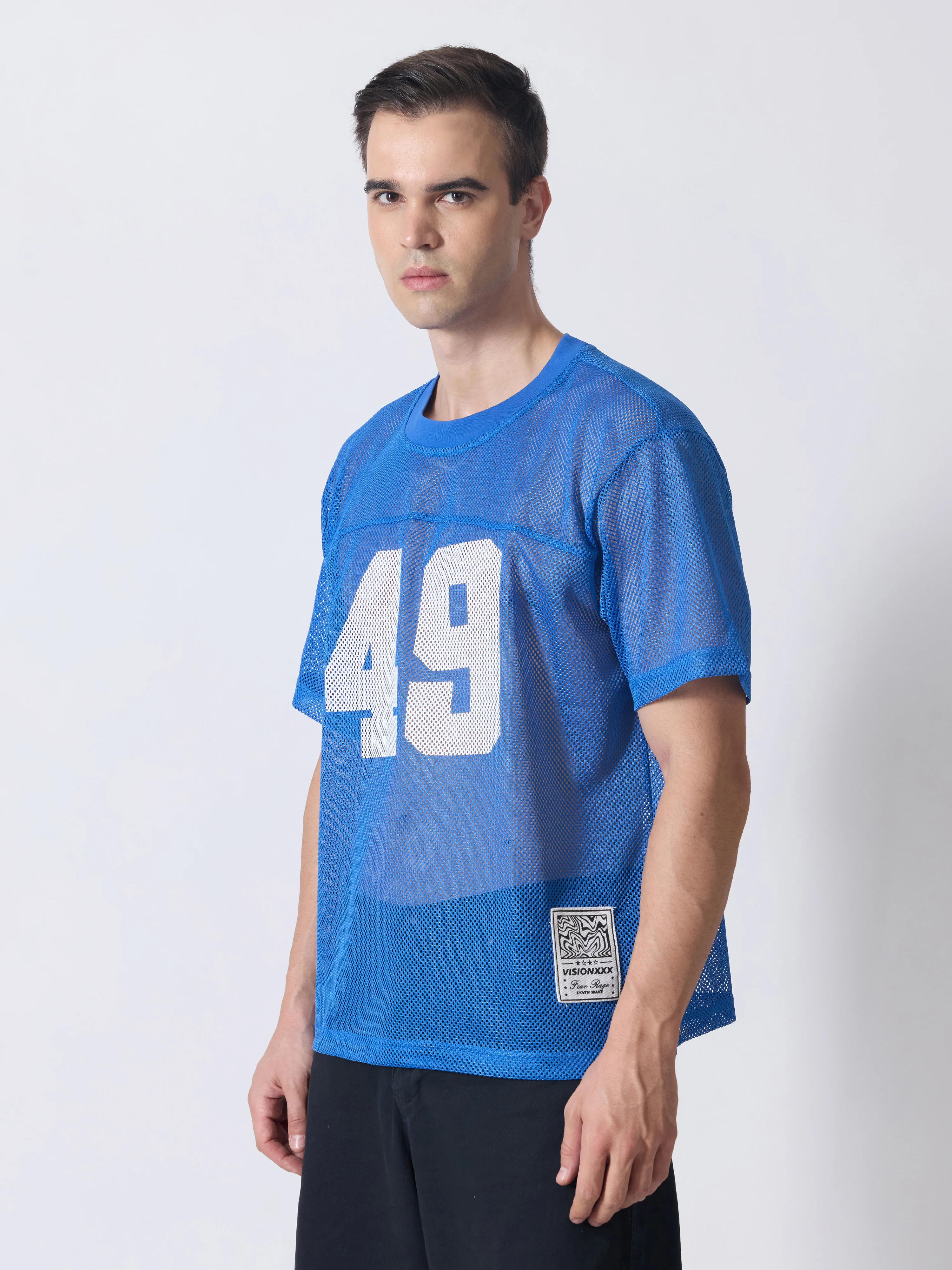 Lower Moon - 49 Printed Mesh Jersey T-Shirt - Blue - Image 6