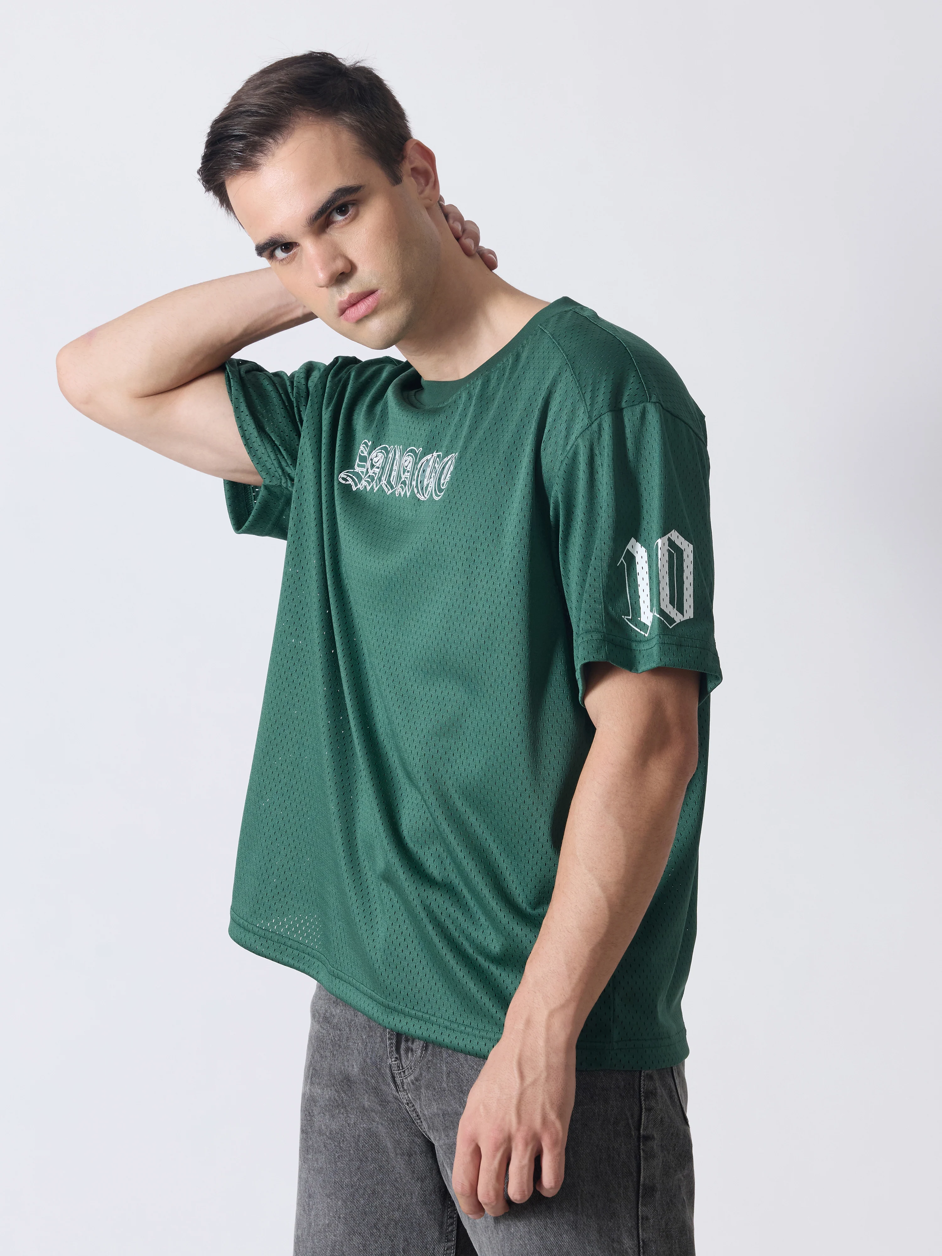 Lower Moon - Savage Printed Mesh Jersey T-Shirt - Green - Image 5