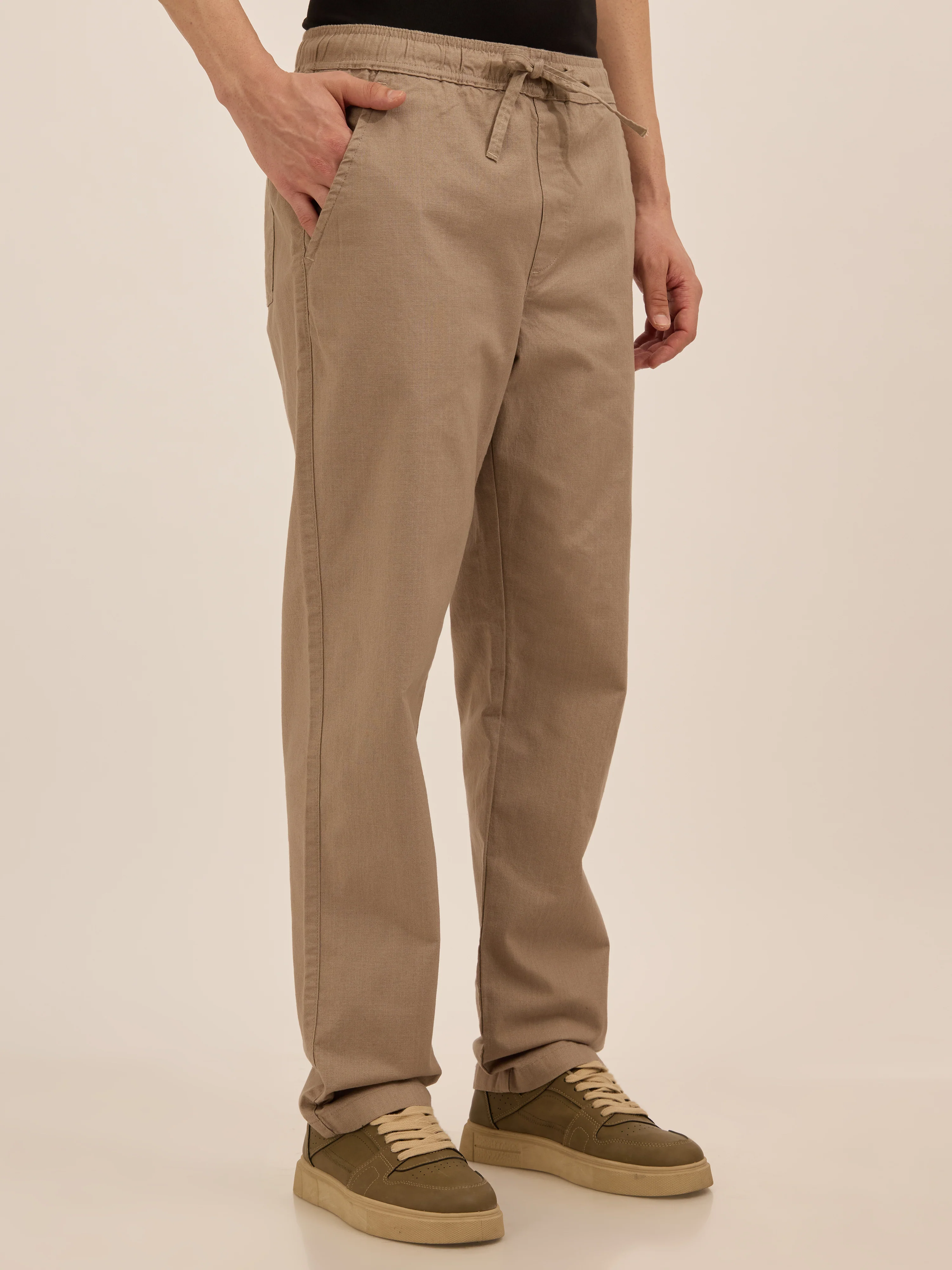 Luxeloom - Relaxed Fit Cotton Trouser - Beige - Image 4