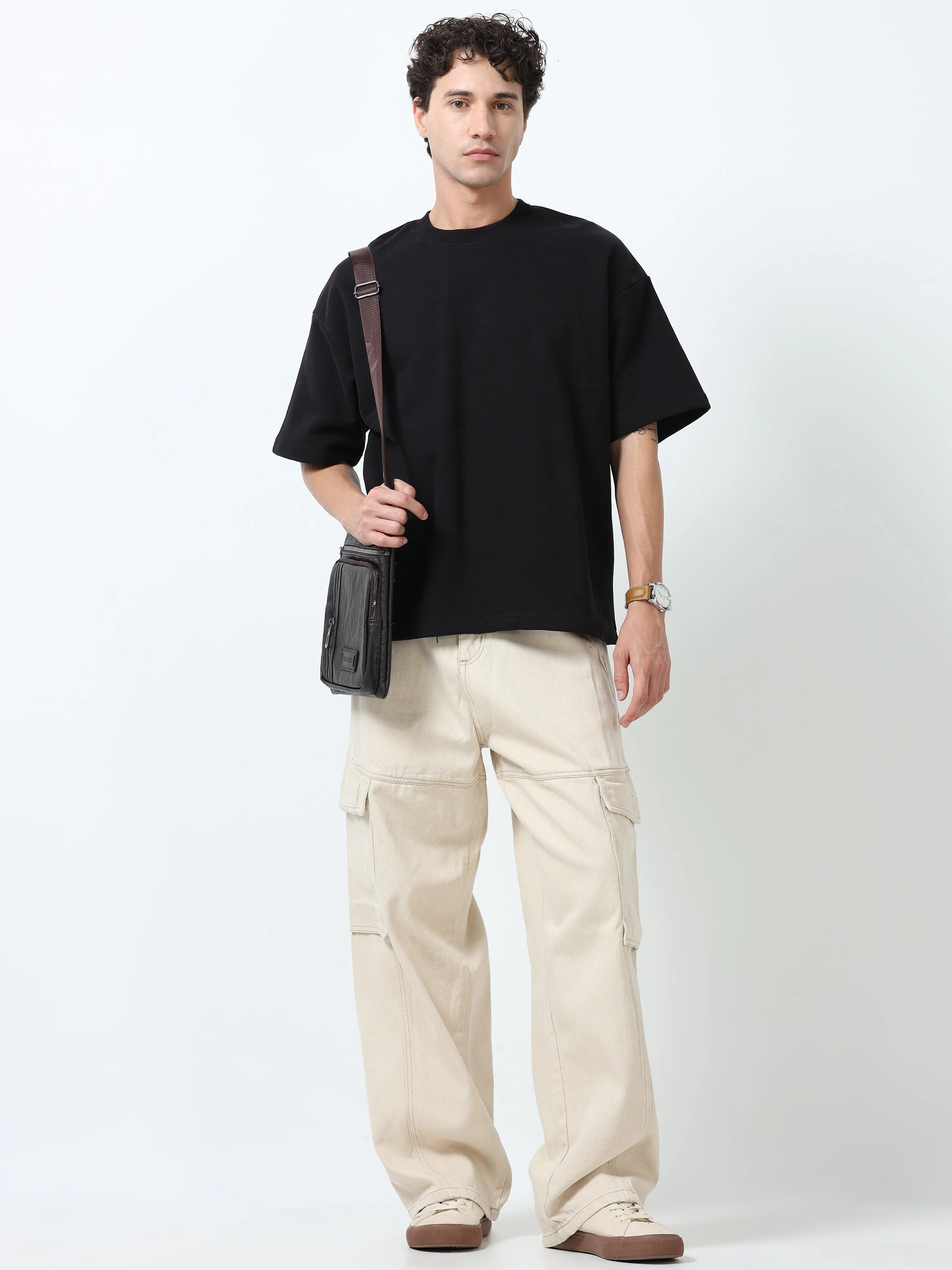 Maverick - Baggy Cargo Jeans - Cream - Image 7