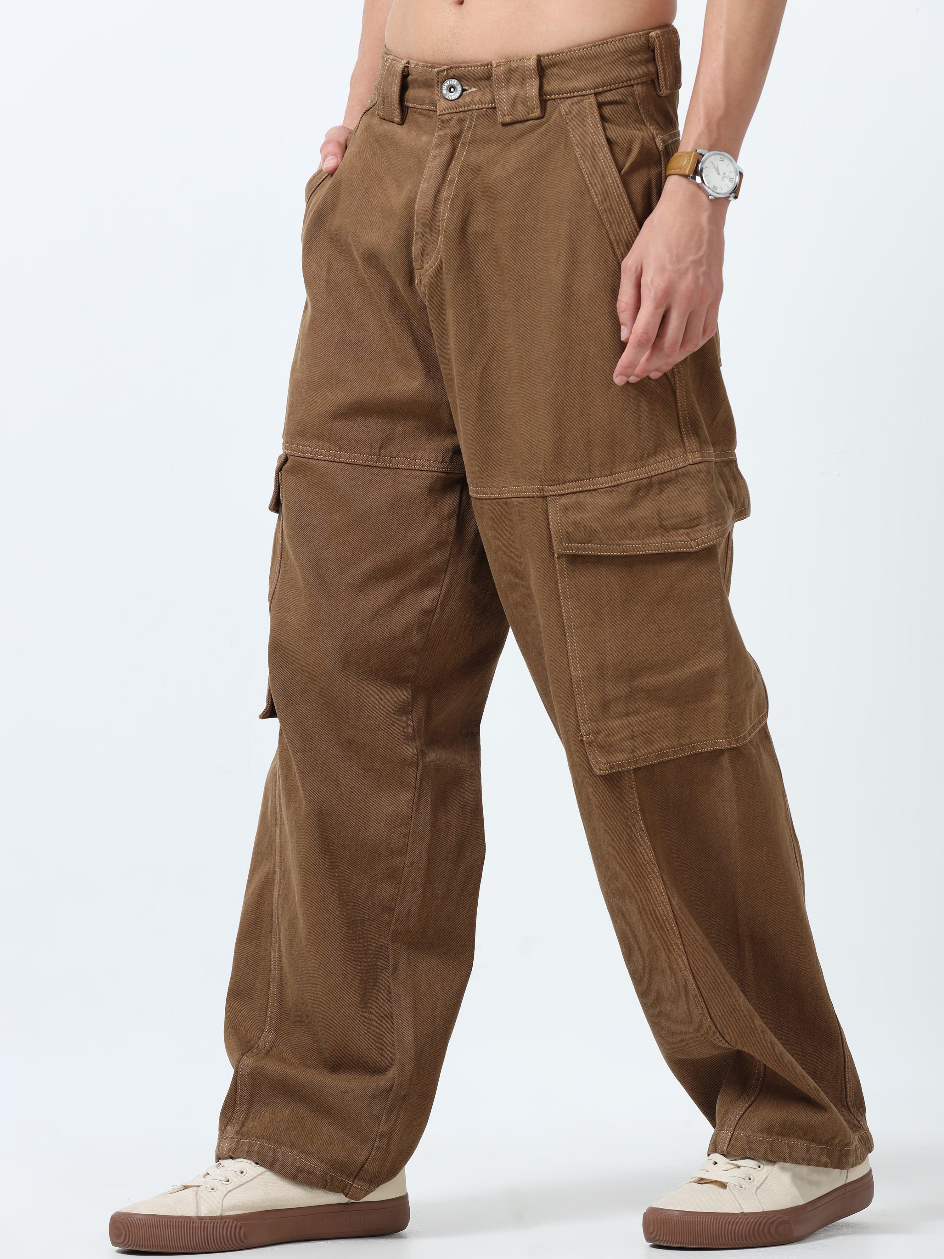Maverick - Baggy Cargo Jeans - Dark Brown - Image 6