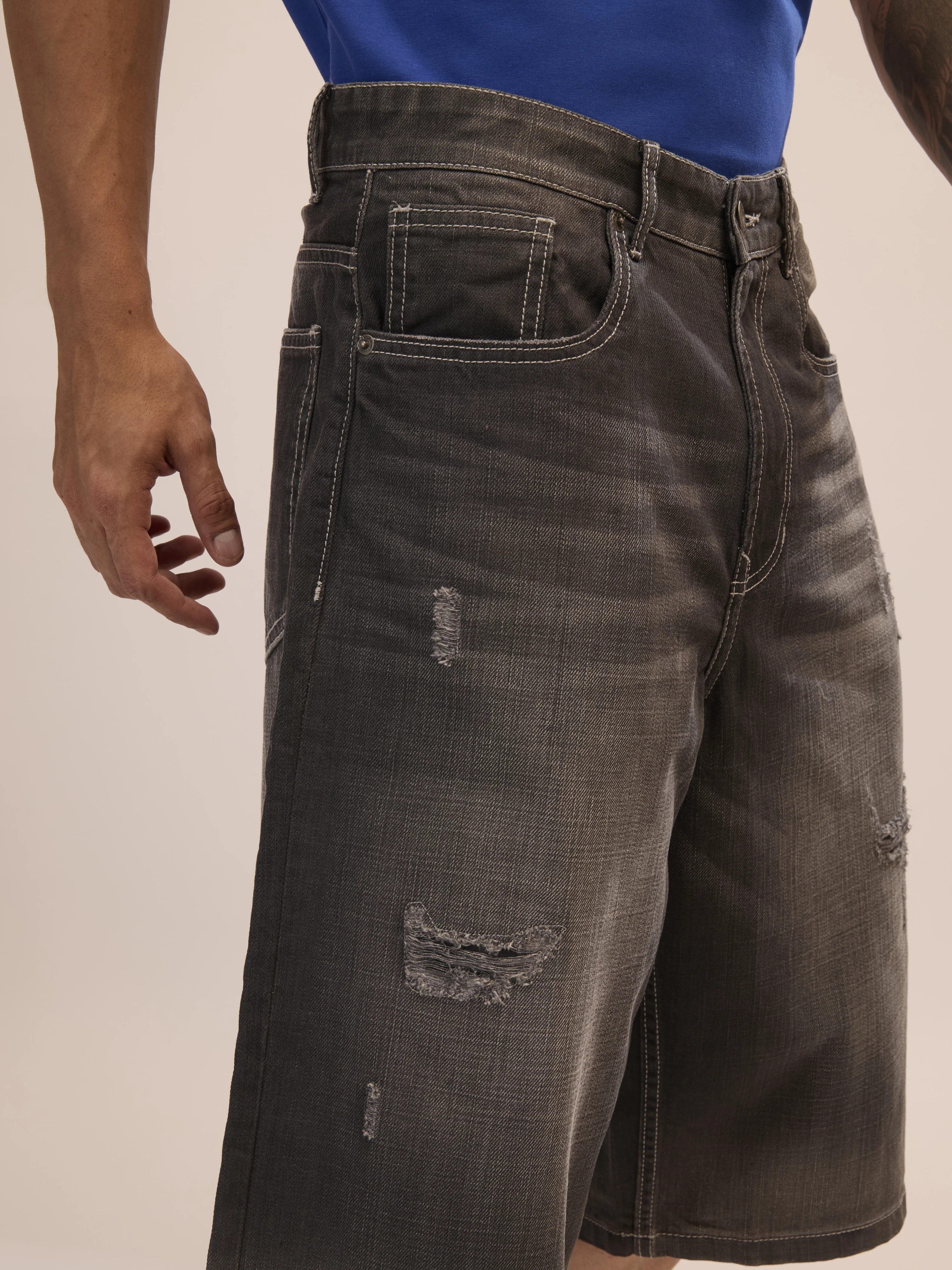Melusine - Loose Fit Jorts - Charcoal - Image 3