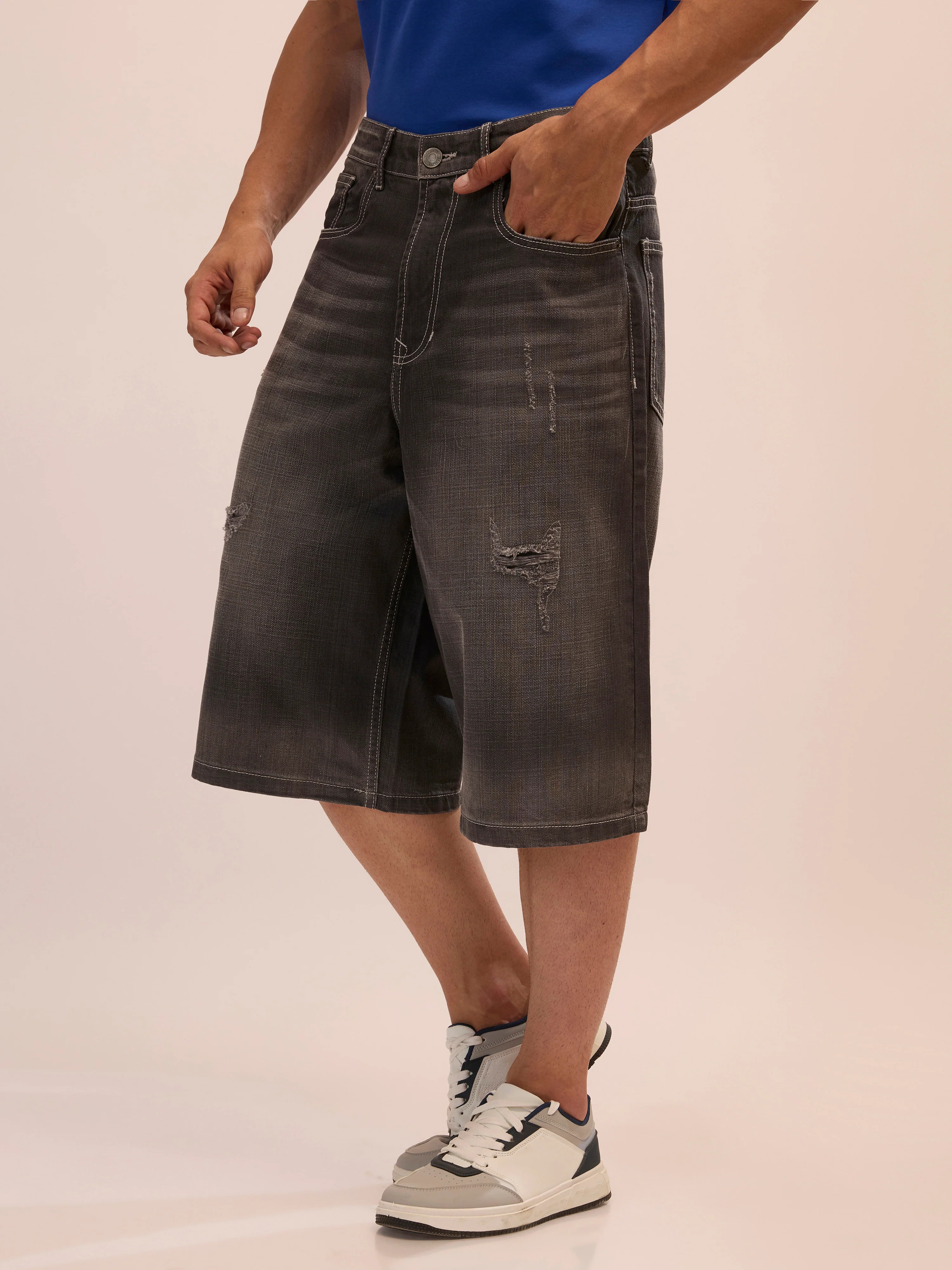 Melusine - Loose Fit Jorts - Charcoal - Image 4