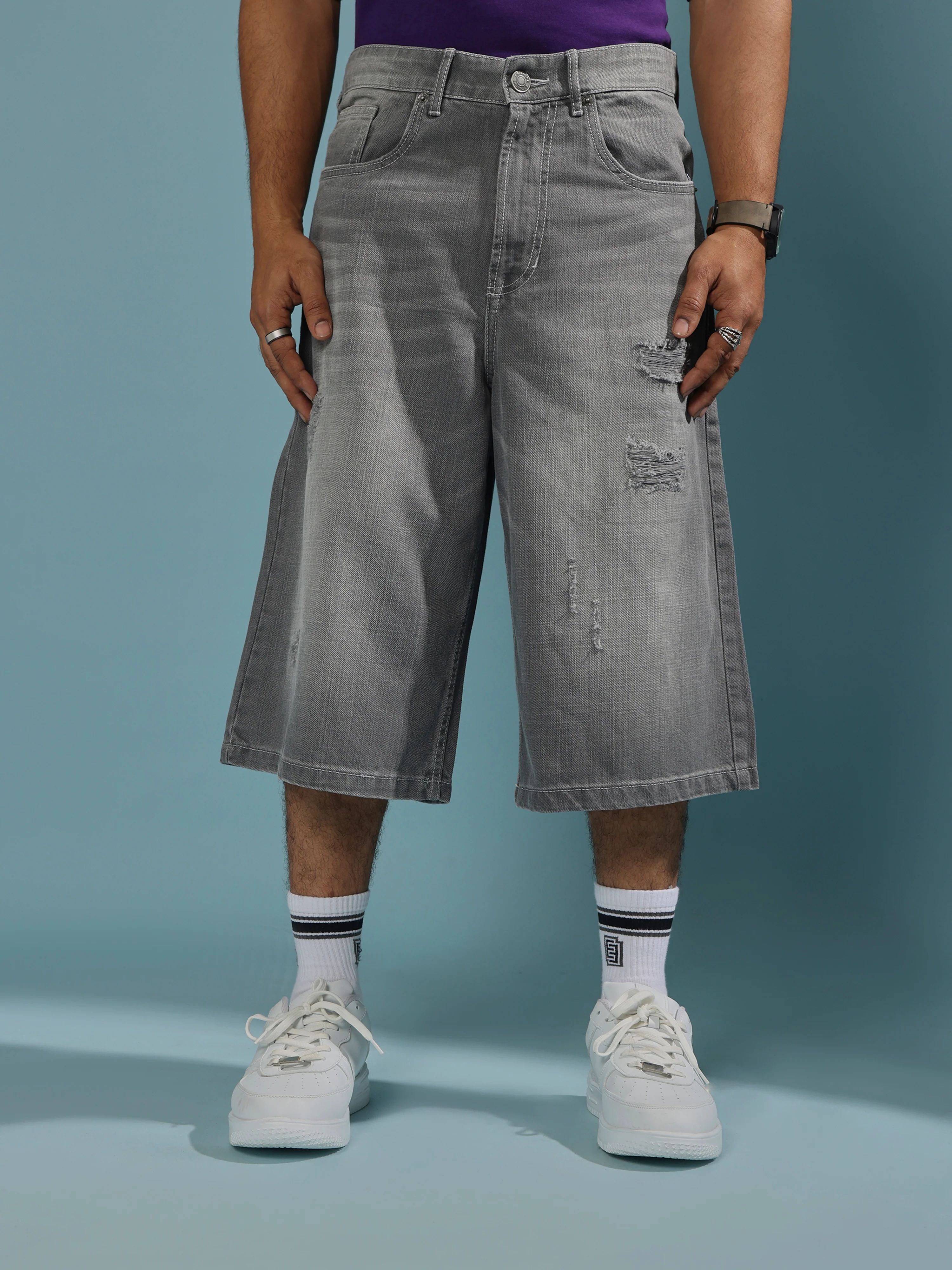 Melusine - Loose Fit Jorts - Grey - Image 3