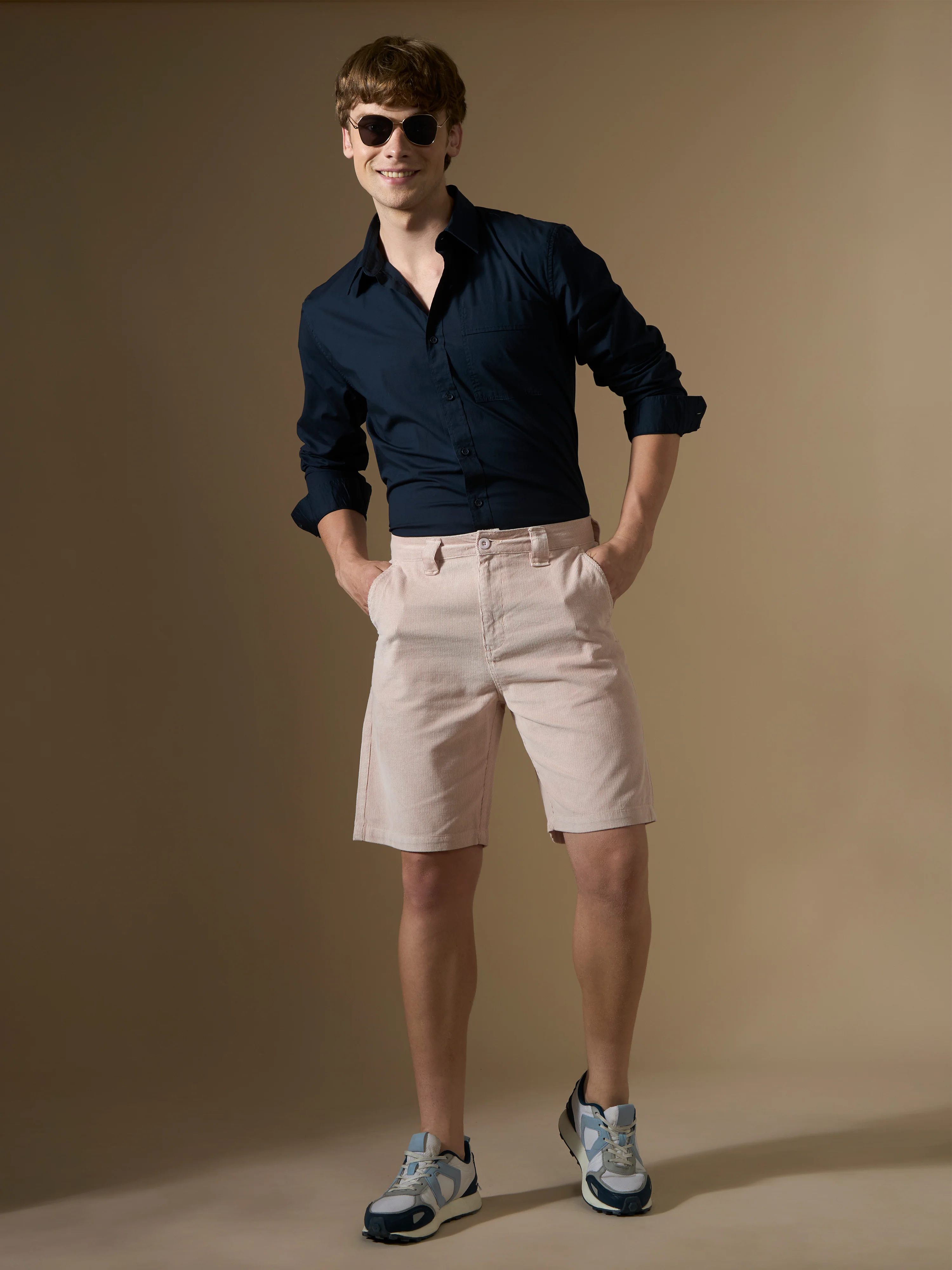 Melwin - Corduroy Shorts - Nude Pink - Image 4