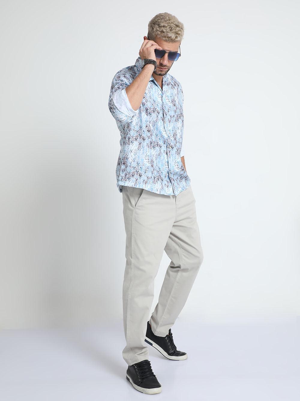 Men Oversized Cuban Collar Regent St Blue Shirt - Image 6