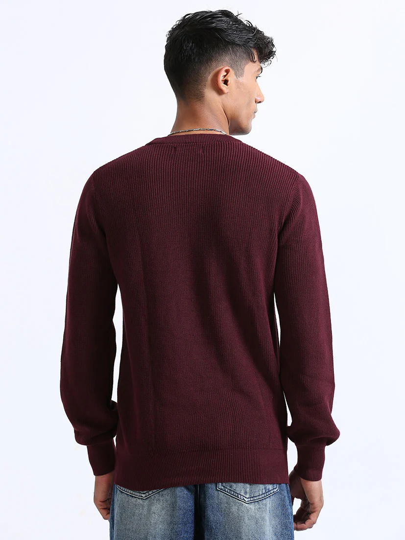 Men's Burgundy Sweater - Image 4