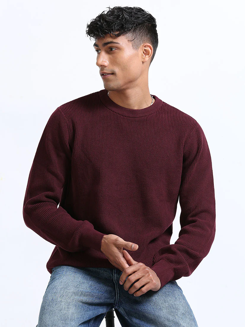 Men's Burgundy Sweater - Image 6