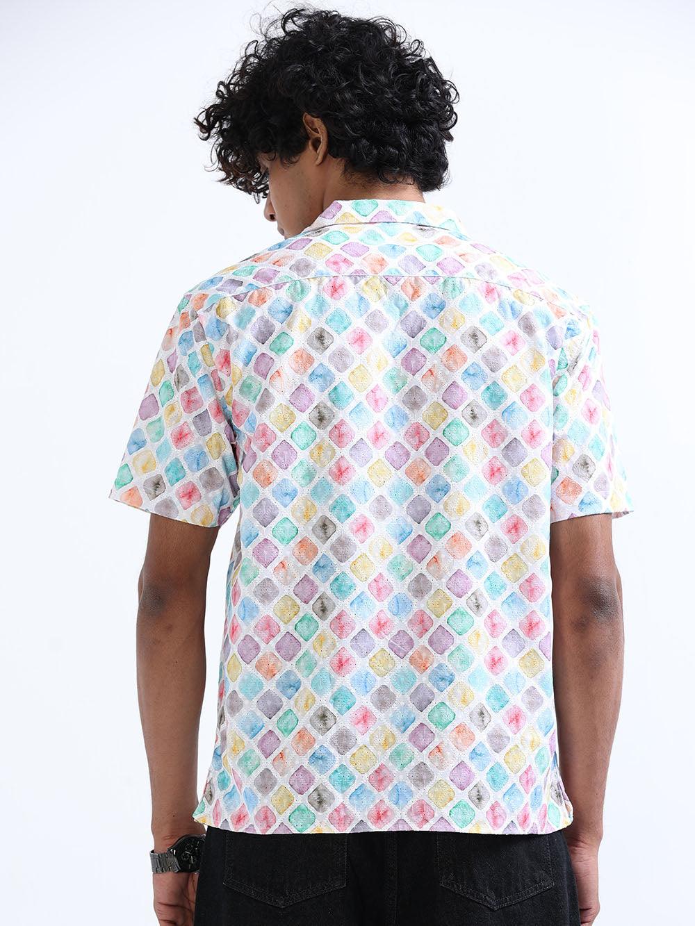 Men's Multicolor Cuban Collar Embroidered shirt - Image 4