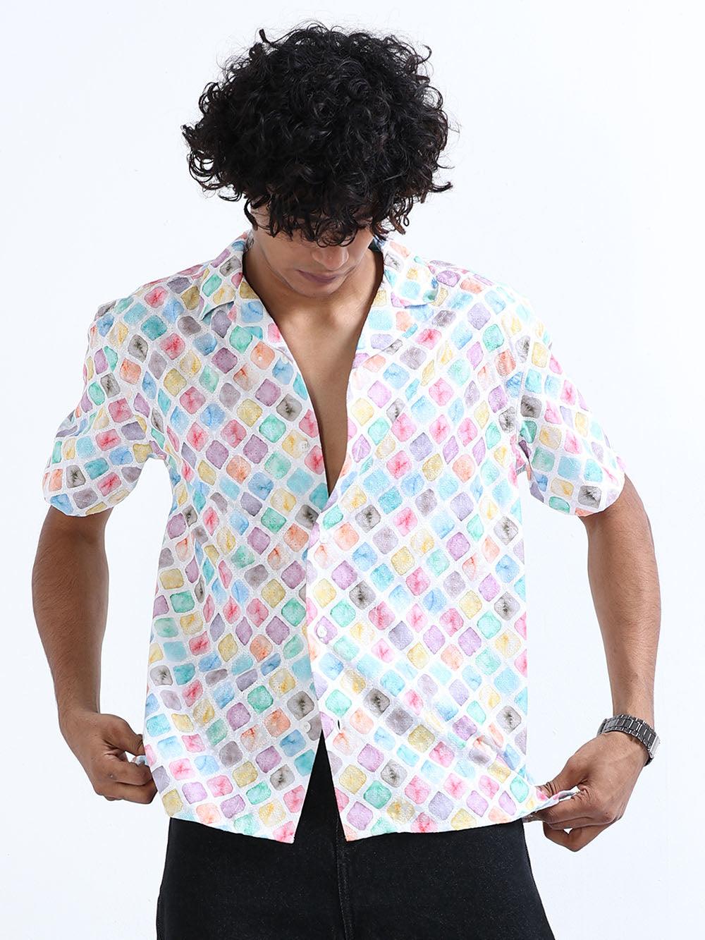 Men's Multicolor Cuban Collar Embroidered shirt - Image 6