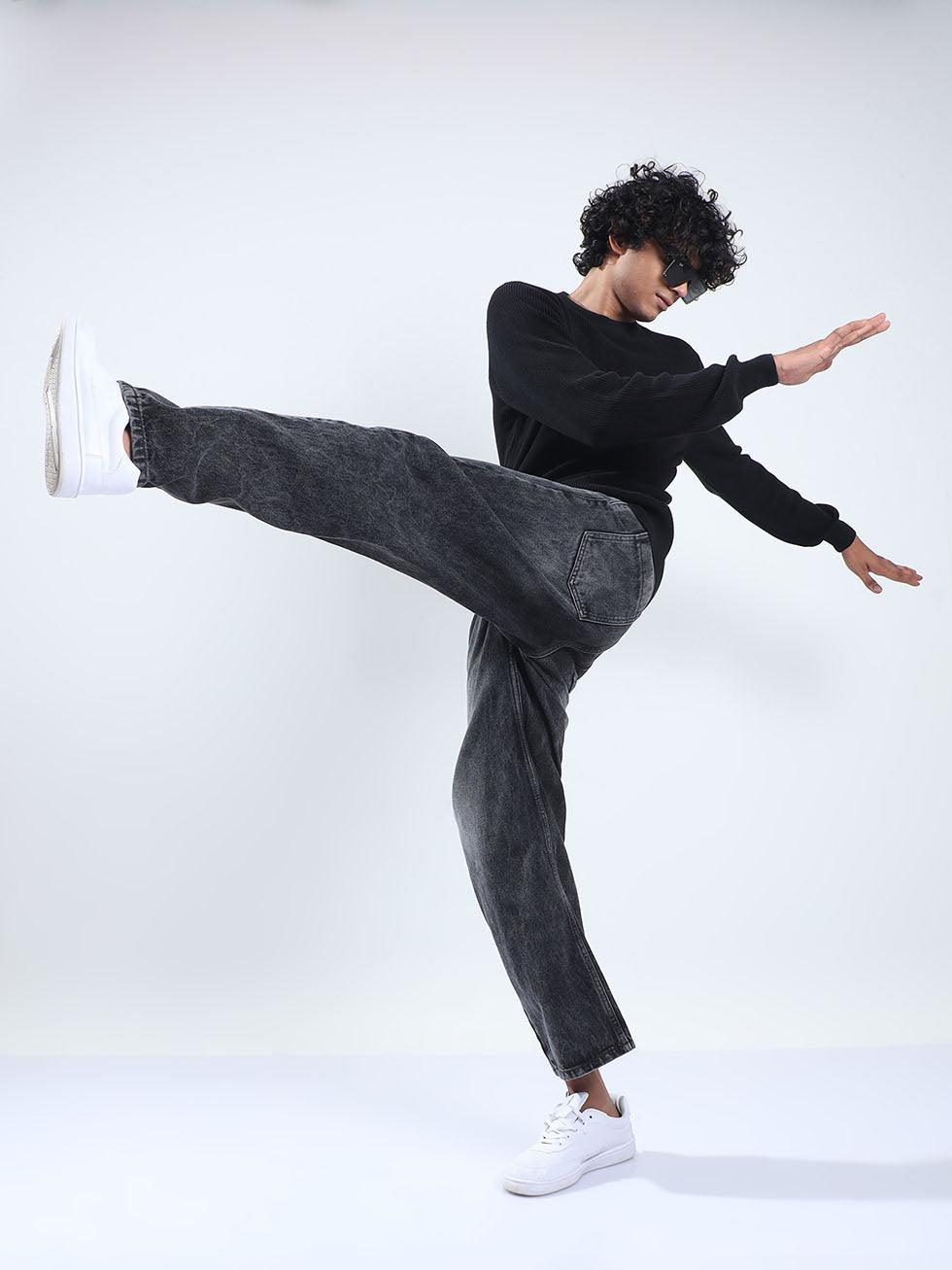 Men's Black Cotton Sweater - Image 10