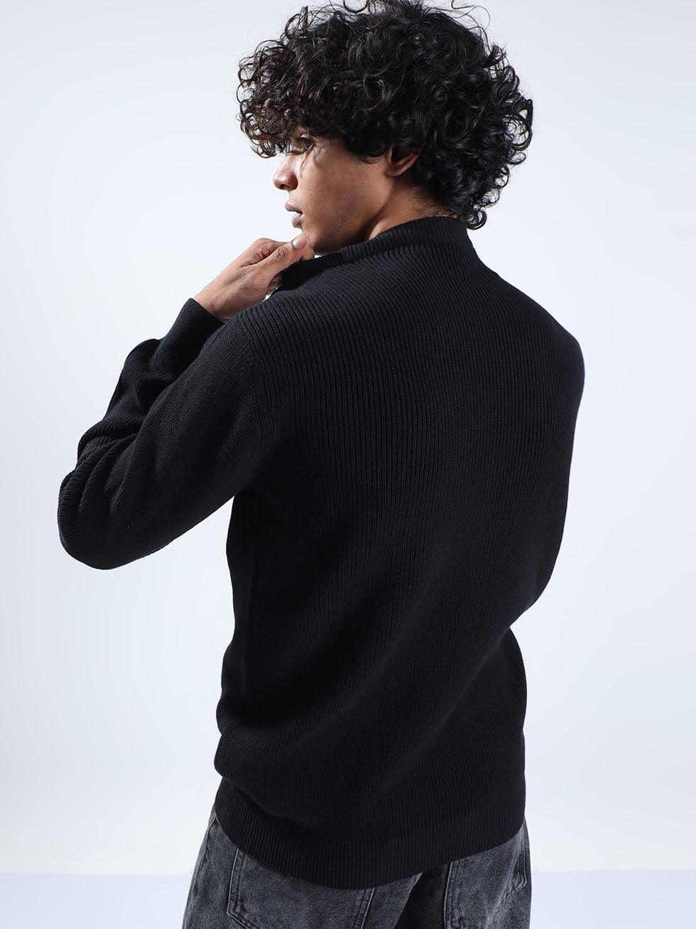 Men's Black Cotton Sweater - Image 5