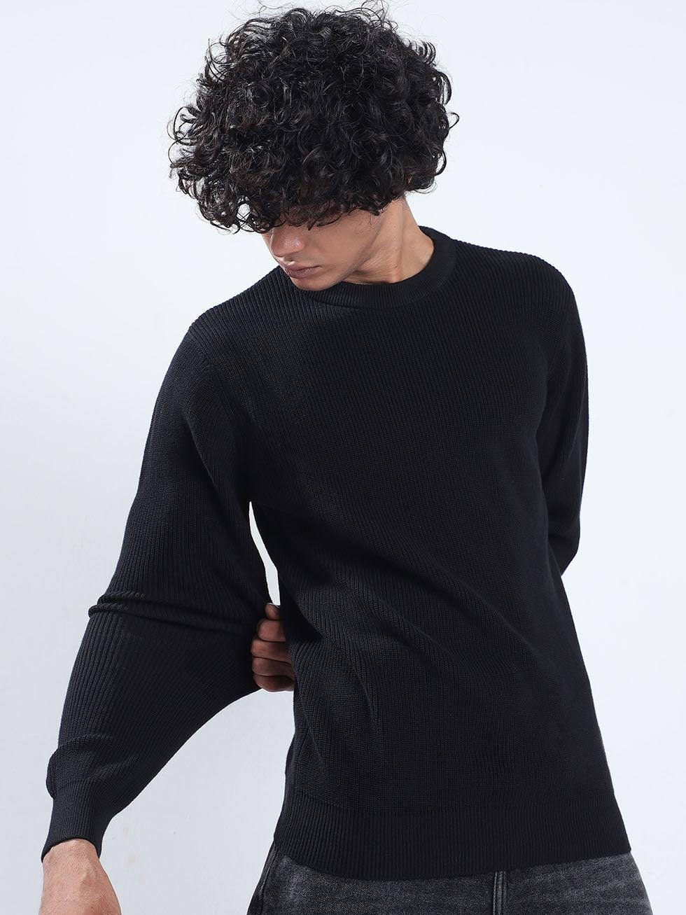 Men's Black Cotton Sweater - Image 6