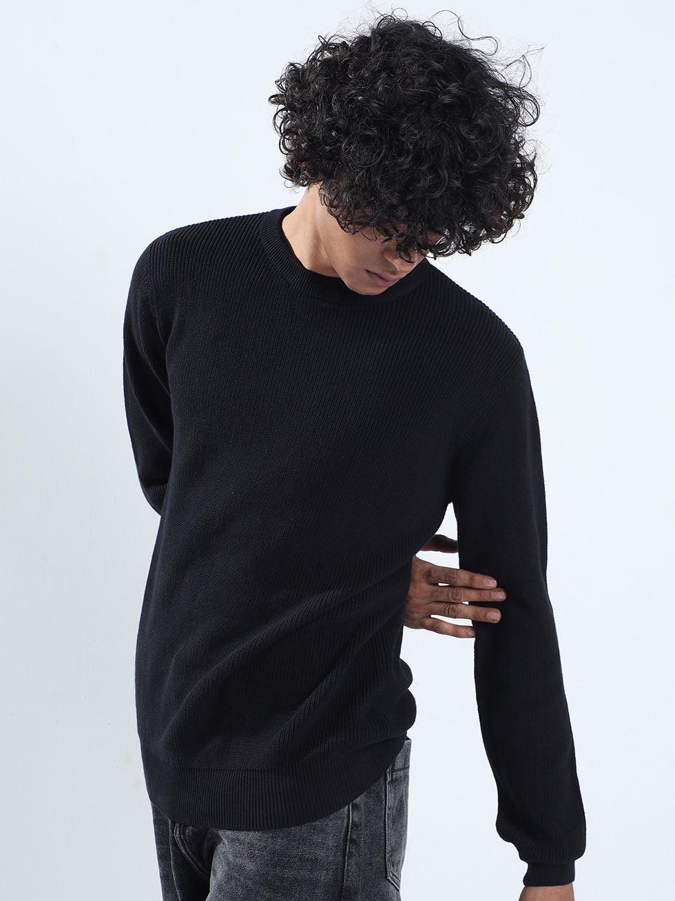 Men's Black Cotton Sweater - Image 7