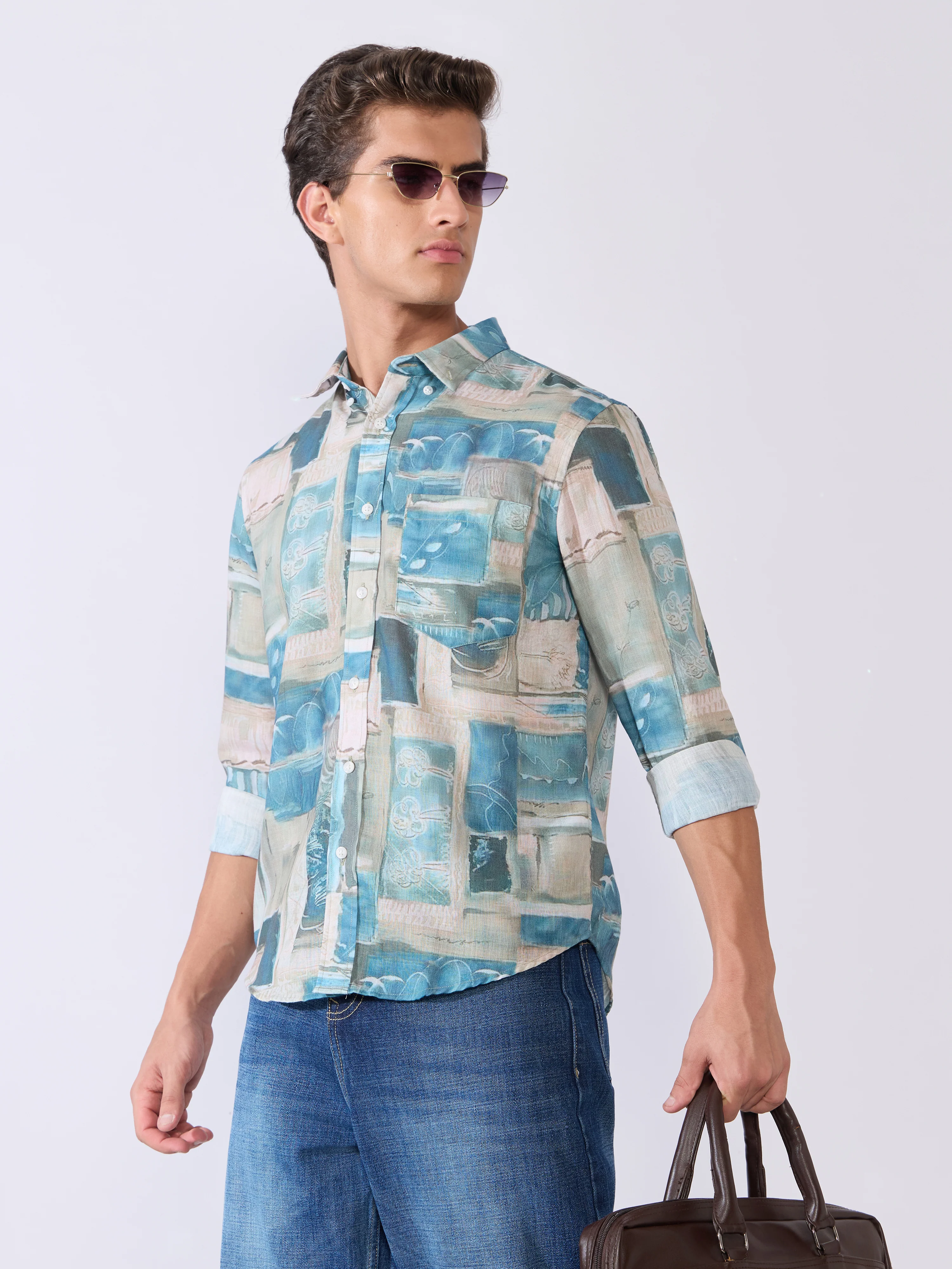 Mitaka - Relaxed Printed Shirt - Blue - Image 4