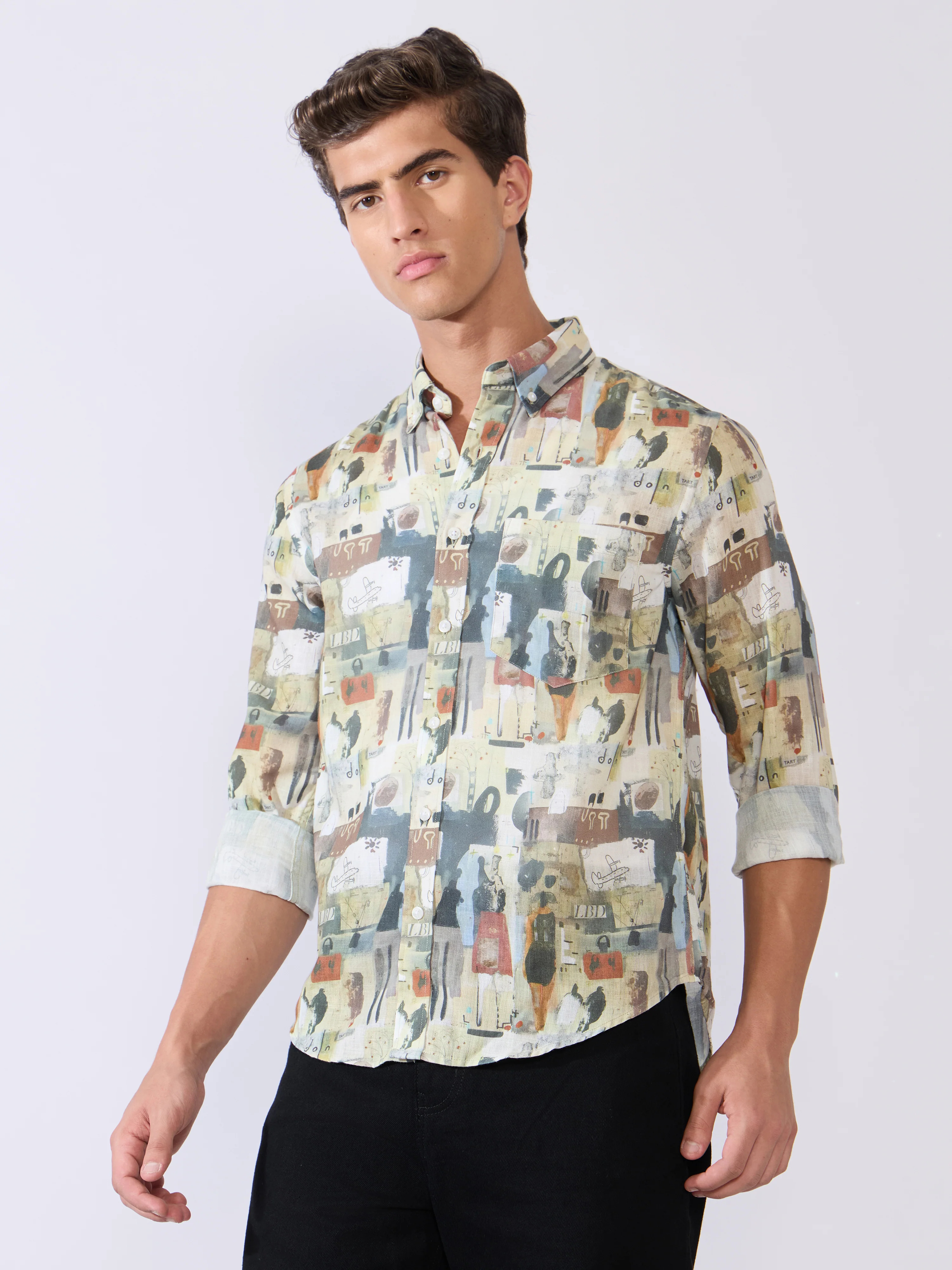 Mitaka - Relaxed Printed Shirt - Cream - Image 5