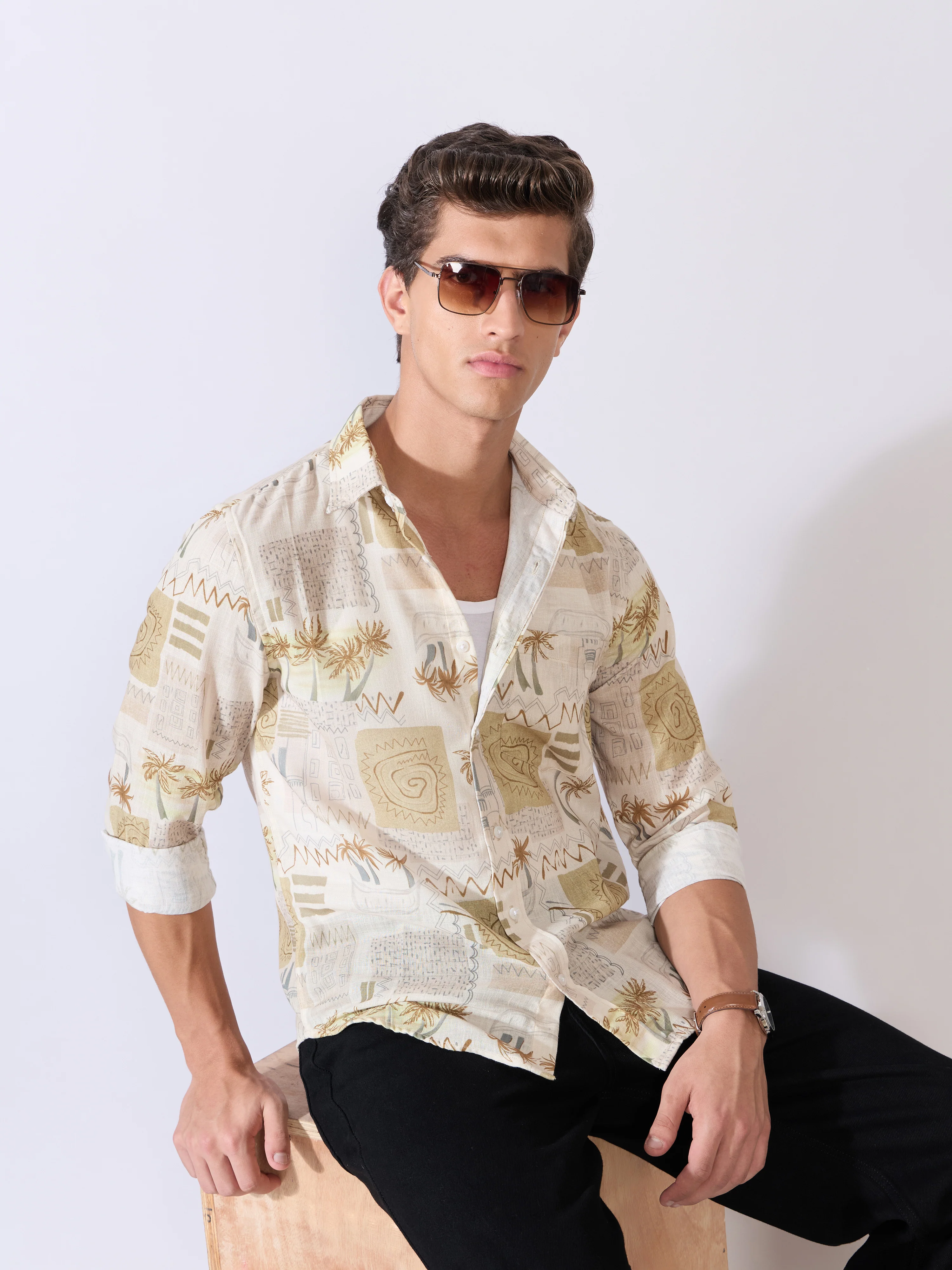 Mitaka - Relaxed Printed Shirt - Ecru - Image 4
