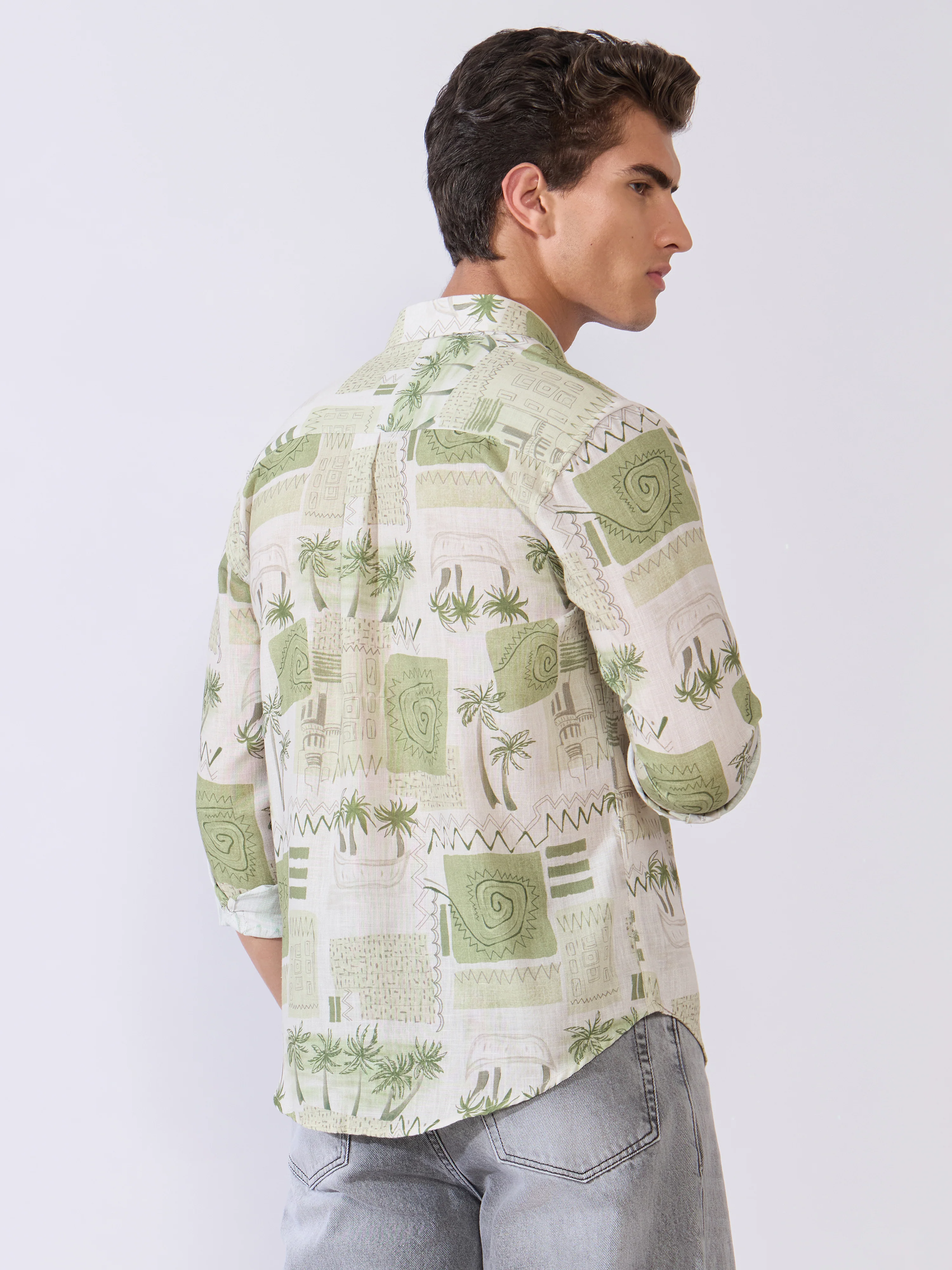 Mitaka - Relaxed Printed Shirt - Green - Image 6