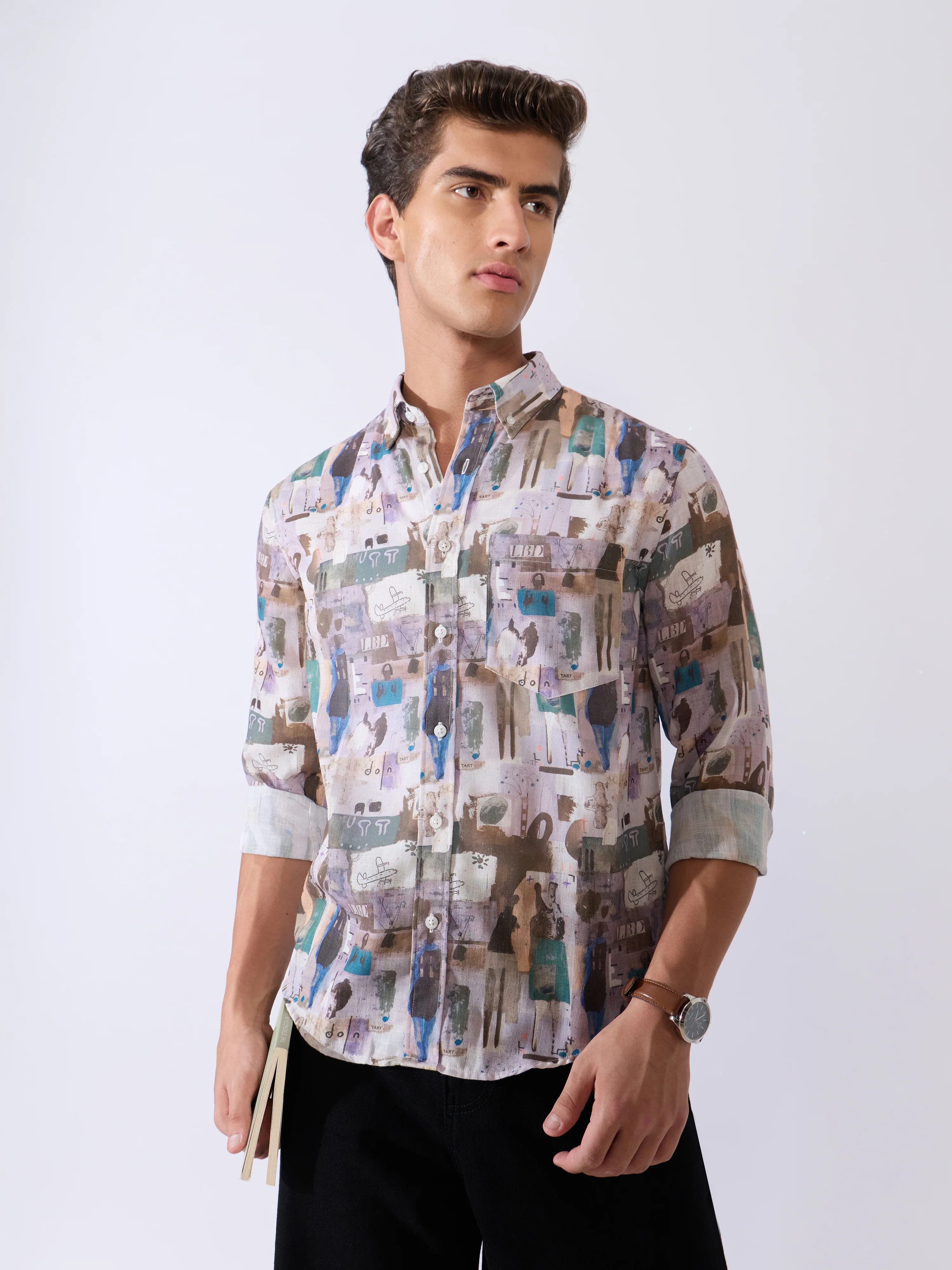 Mitaka - Relaxed Printed Shirt - Pale Lilac - Image 6