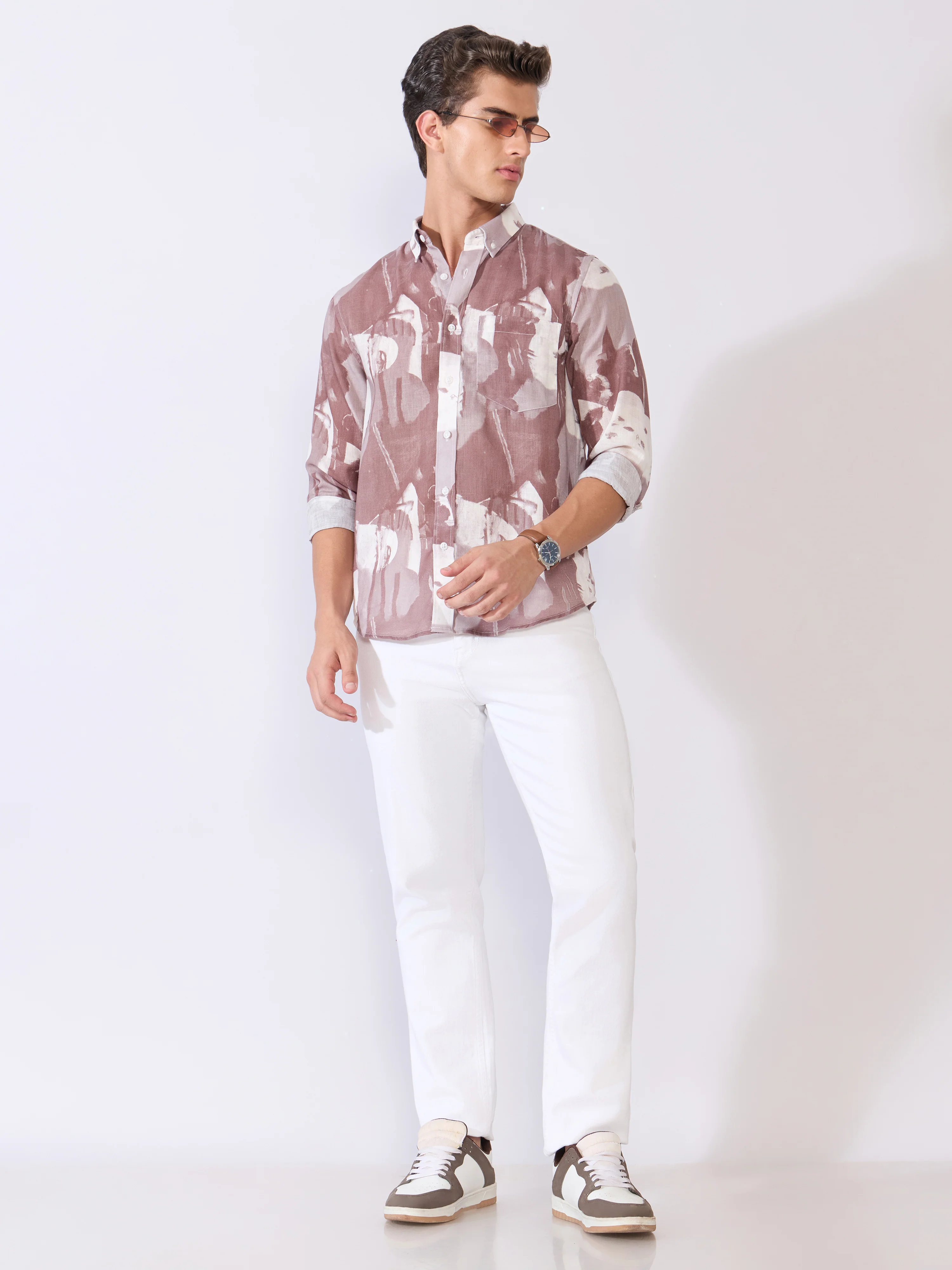 Mitaka - Relaxed Printed Shirt - Plum - Image 2