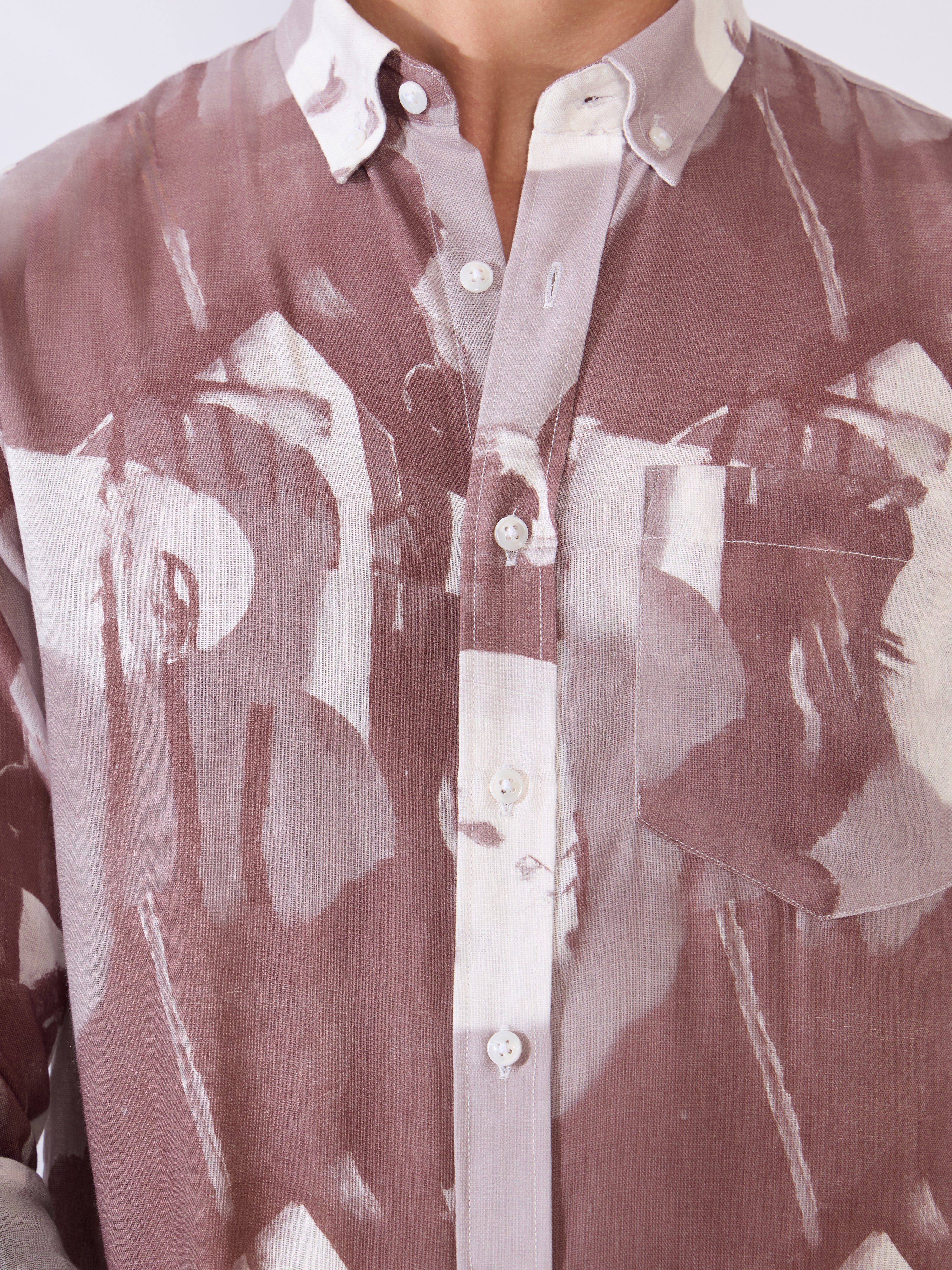 Mitaka - Relaxed Printed Shirt - Plum - Image 3
