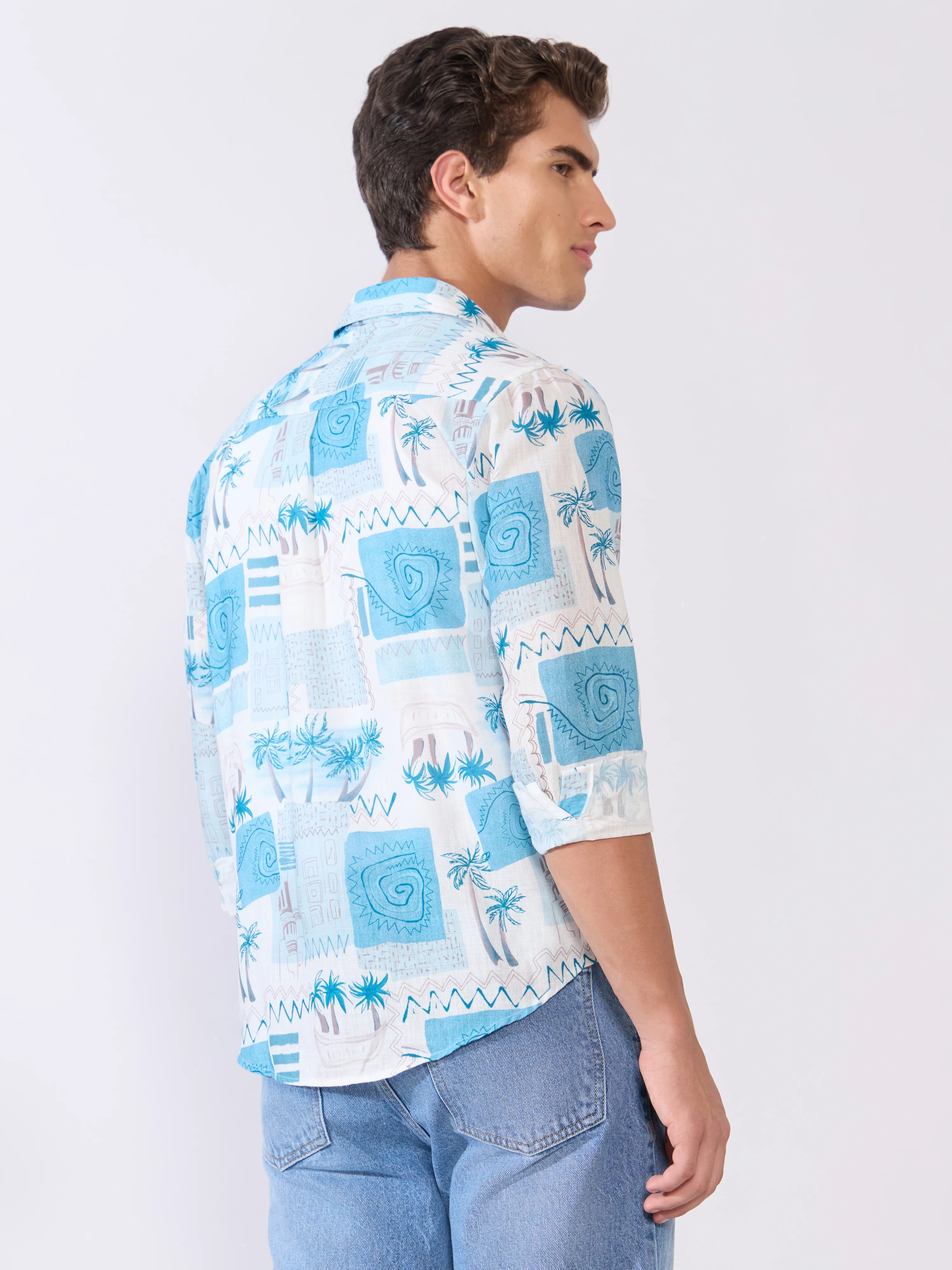 Mitaka - Relaxed Printed Shirt - Sky Blue - Image 6