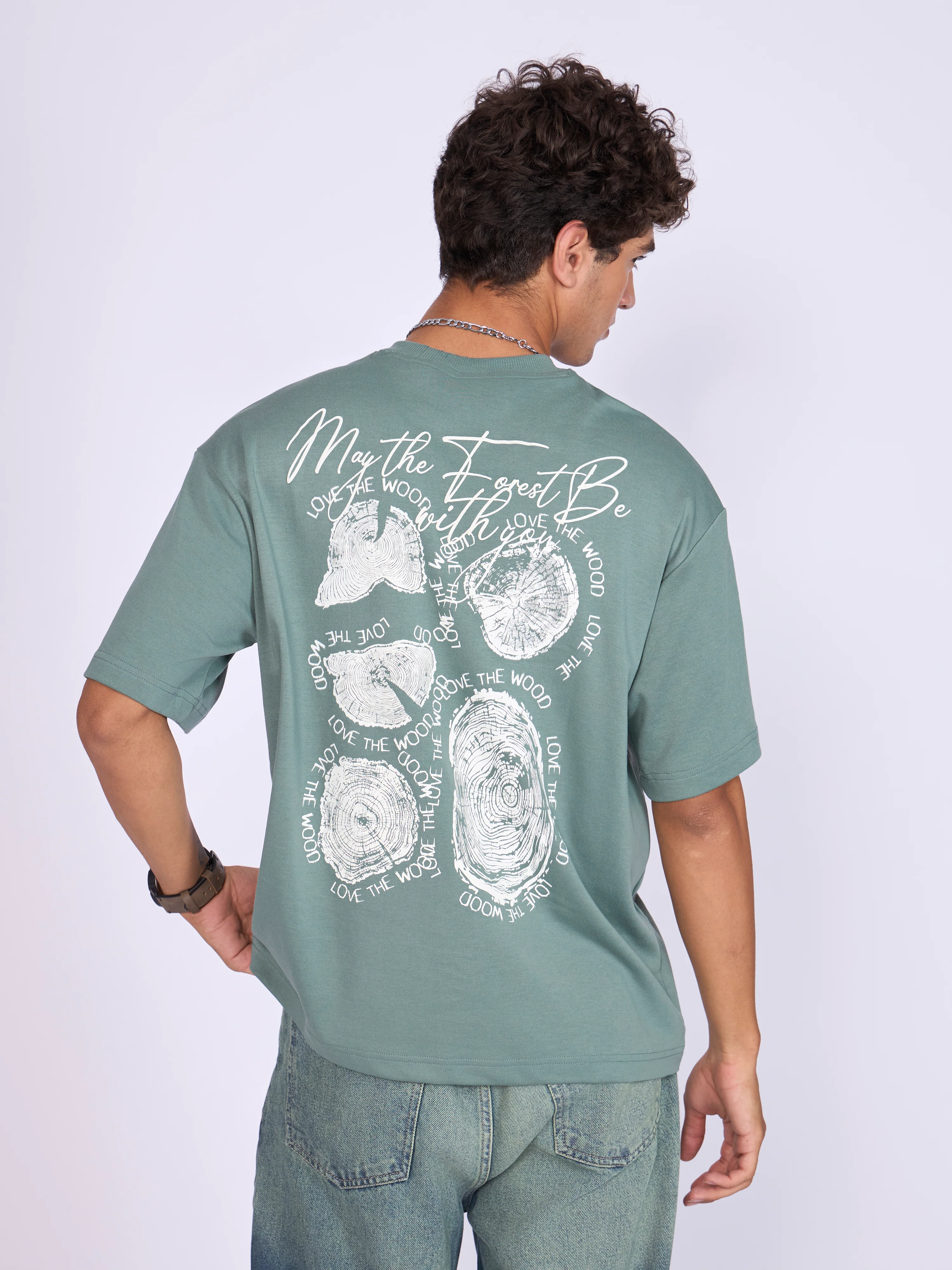 Moovin - Eco-Inspired Tree Rings Graphic T-Shirt - Green - Image 2