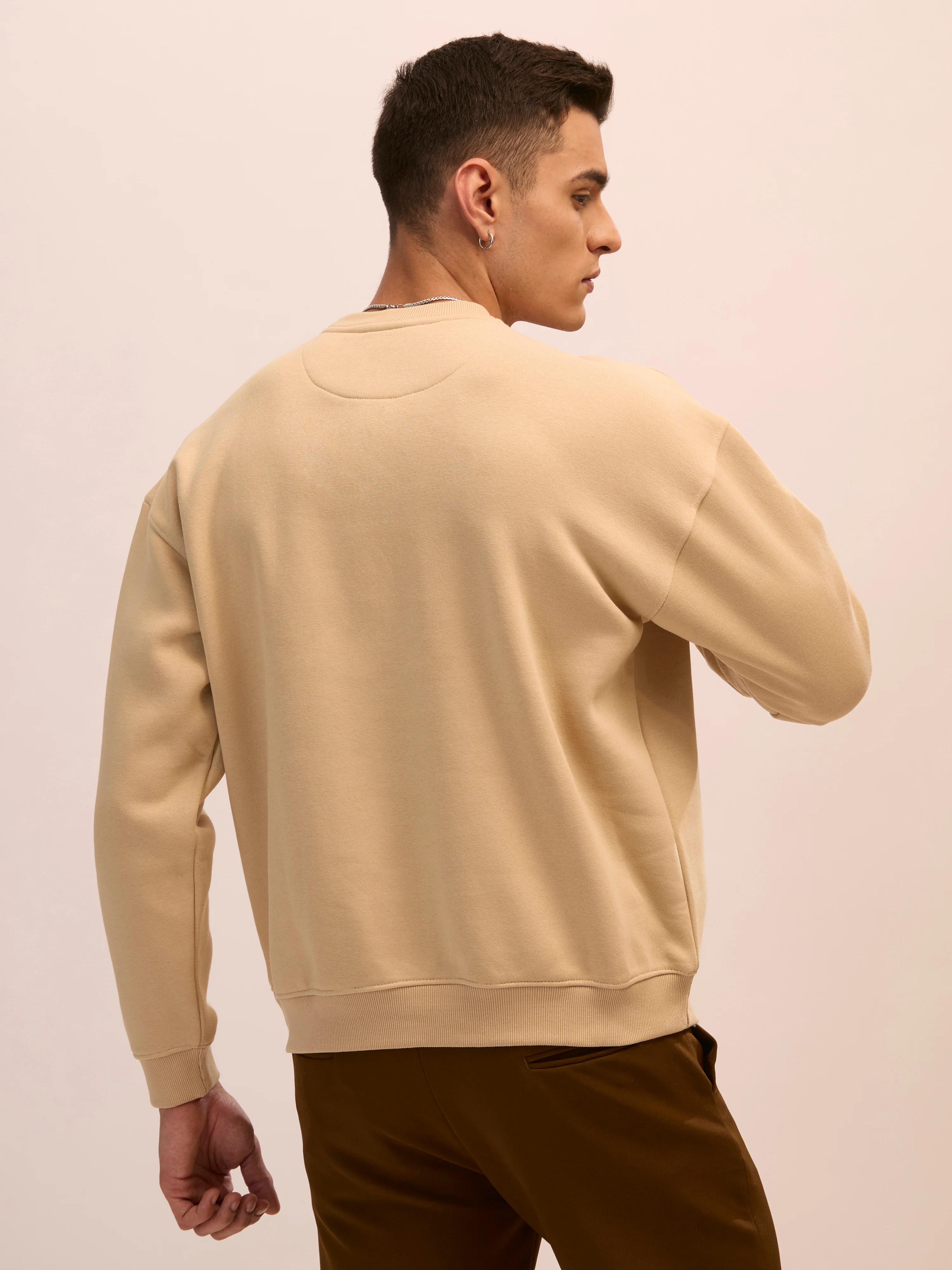 Nagant - Full Sleeve Fleeced Sweater Tee - Camel Beige - Image 2