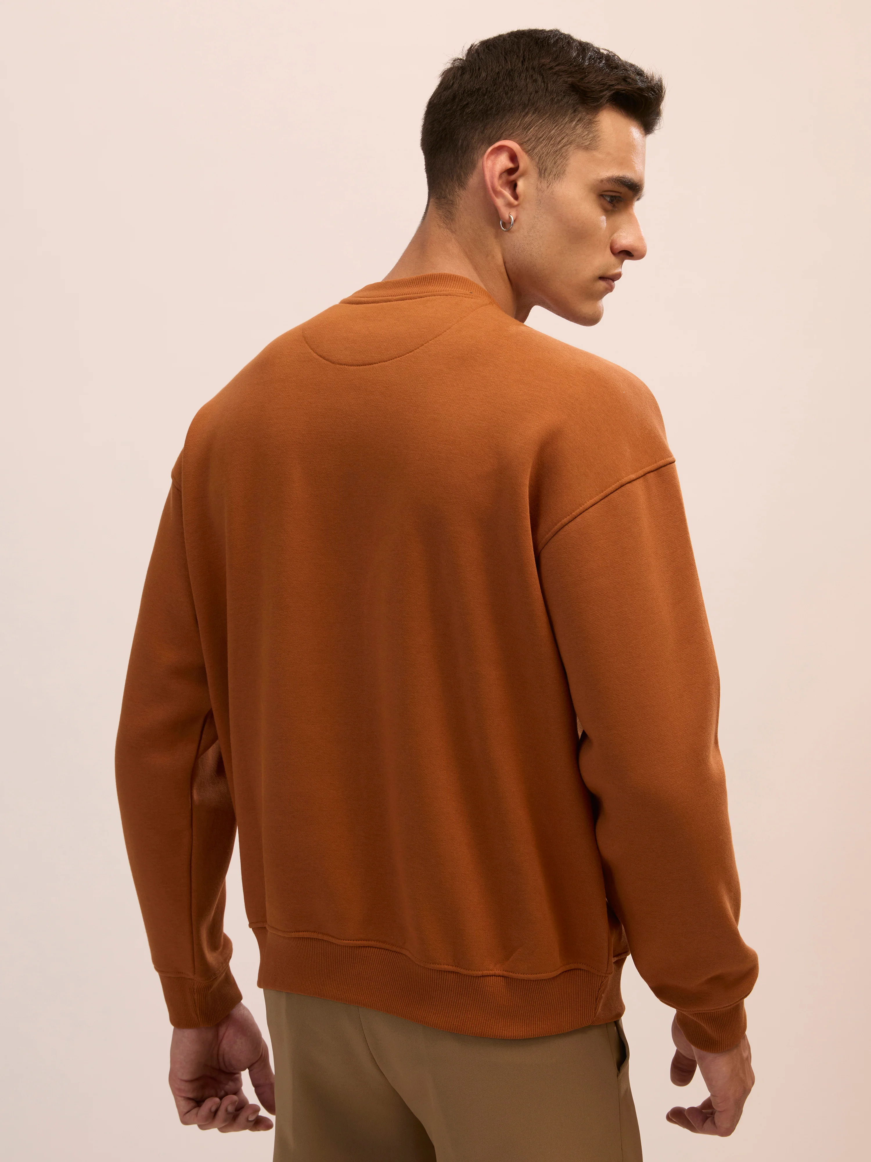 Nagant - Full Sleeve Fleeced Sweater Tee - Brown - Image 2