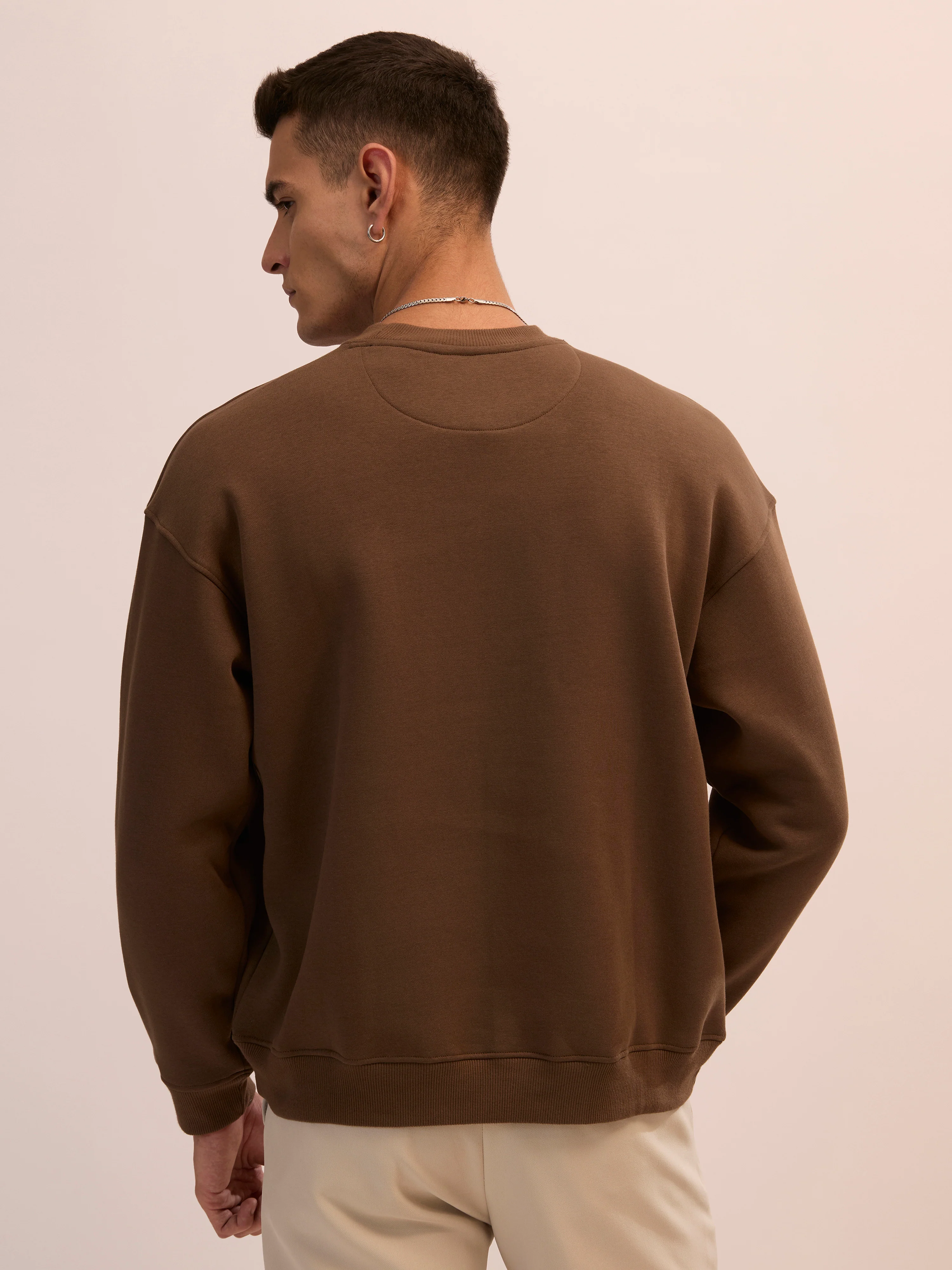 Nagant - Full Sleeve Fleeced Sweater Tee - Chocolate - Image 2