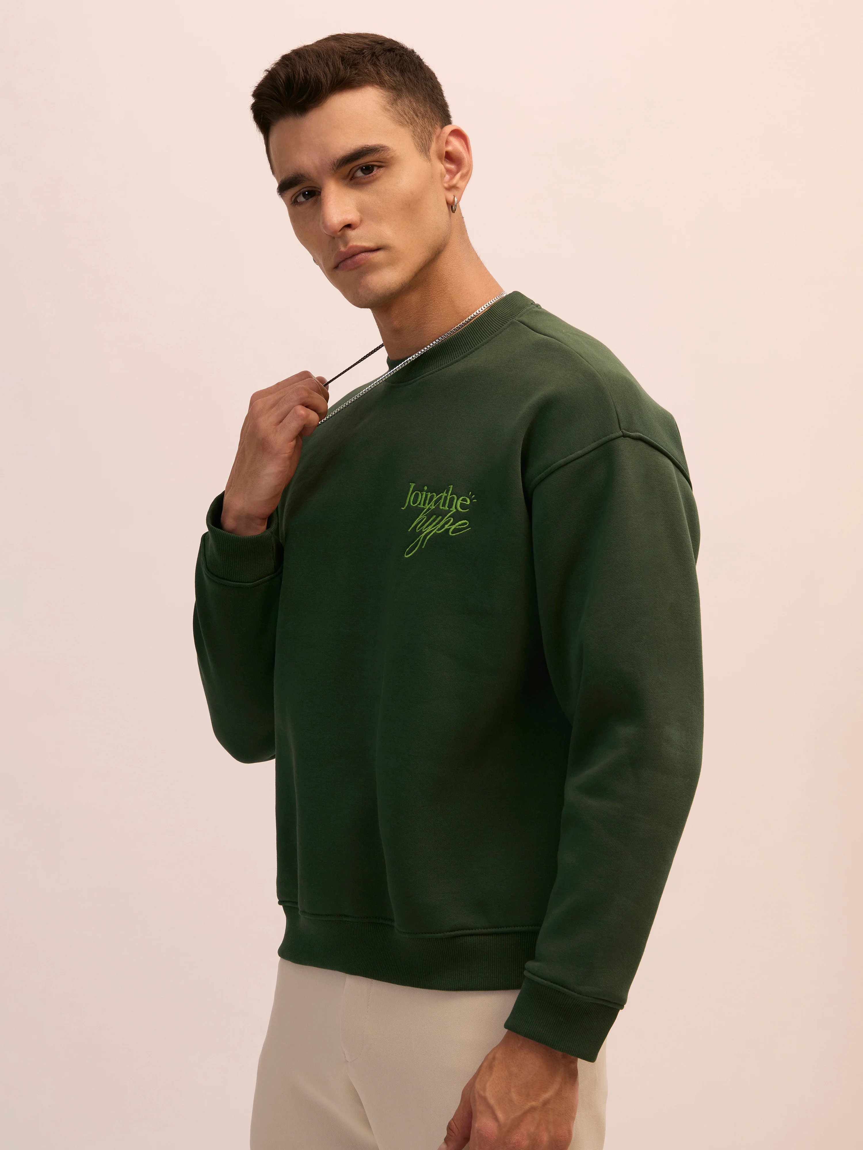 Nagant - Full Sleeve Fleeced Sweater Tee - Forest Green - Image 4