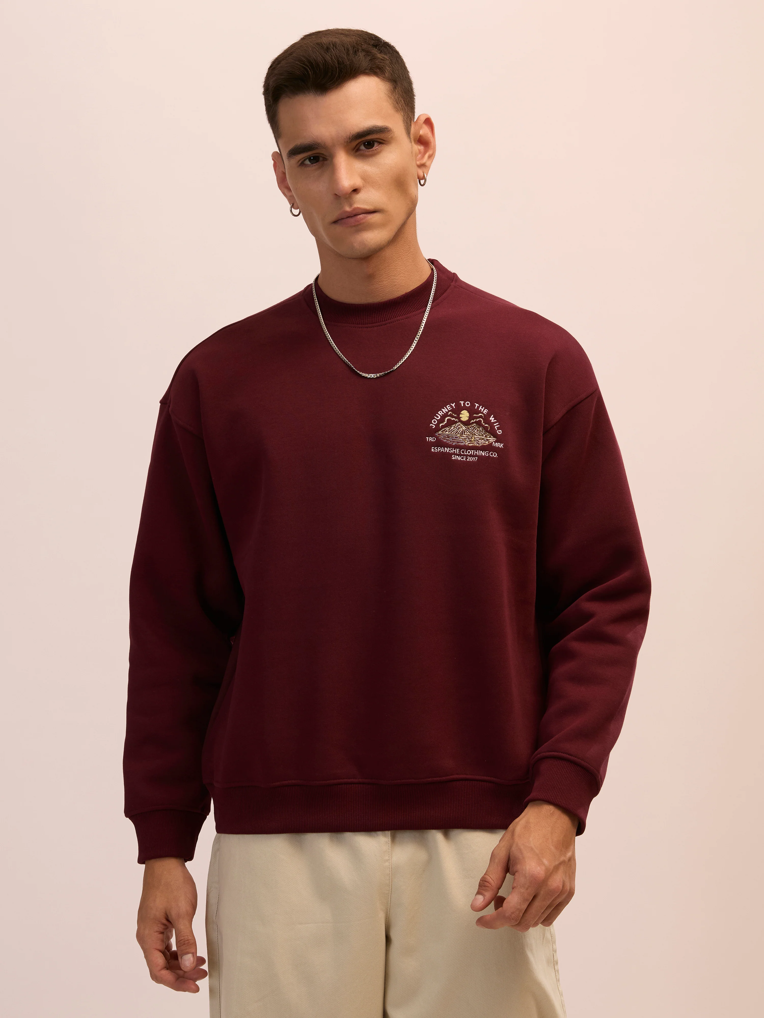 Nagant - Full Sleeve Fleeced Sweater Tee - Maroon