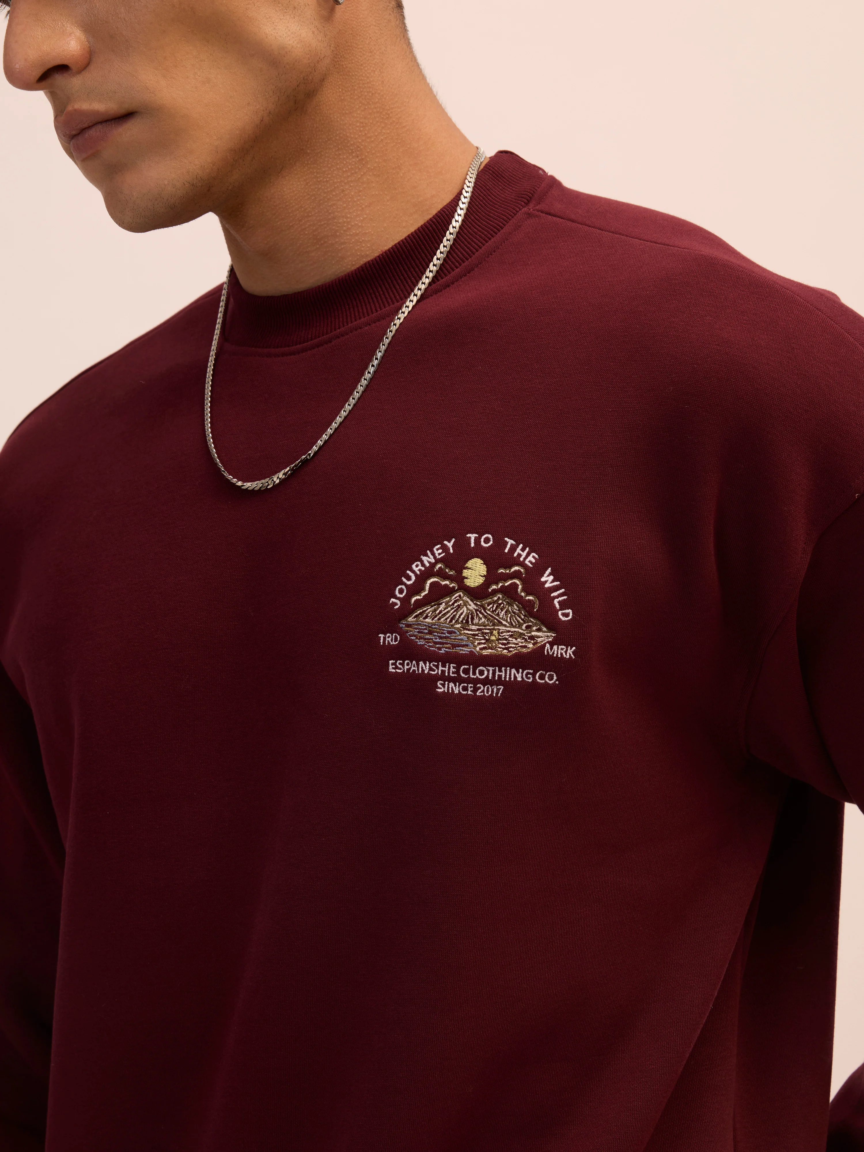Nagant - Full Sleeve Fleeced Sweater Tee - Maroon - Image 3
