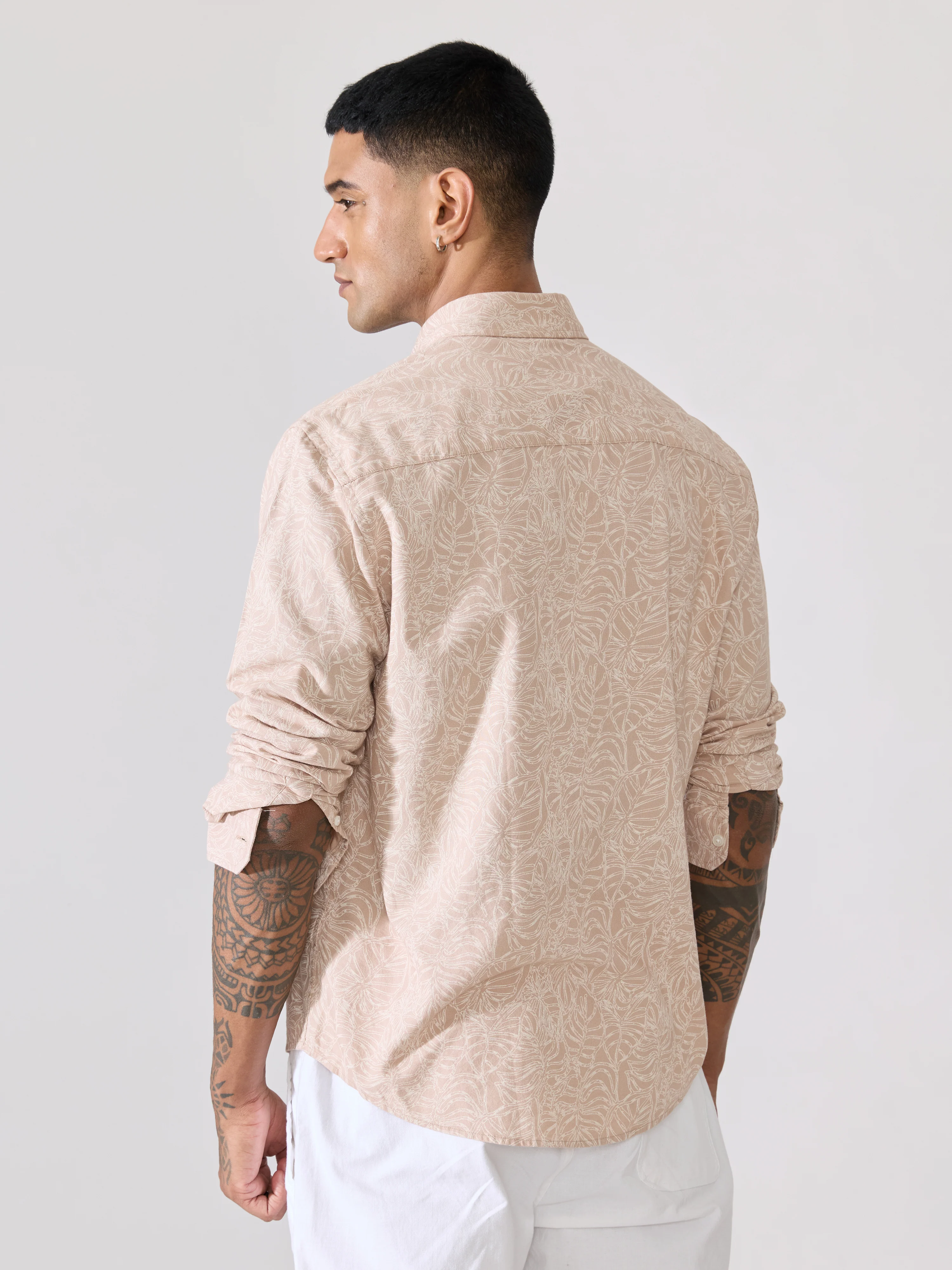 Nefilo - Oxford Printed Shirt - Beige - Image 6
