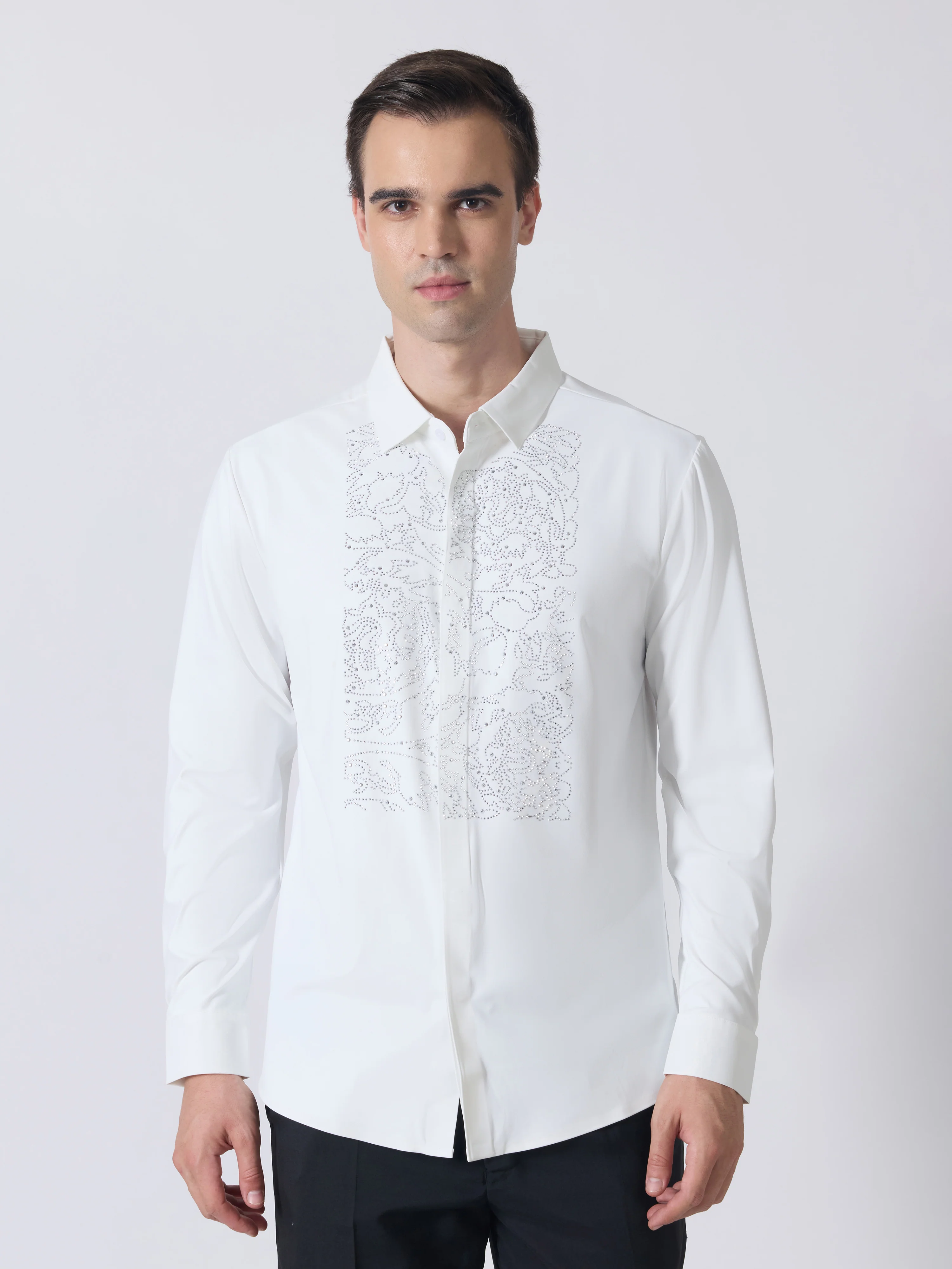 Nemo-2 - Stone Embellished Shirt - White - Image 4