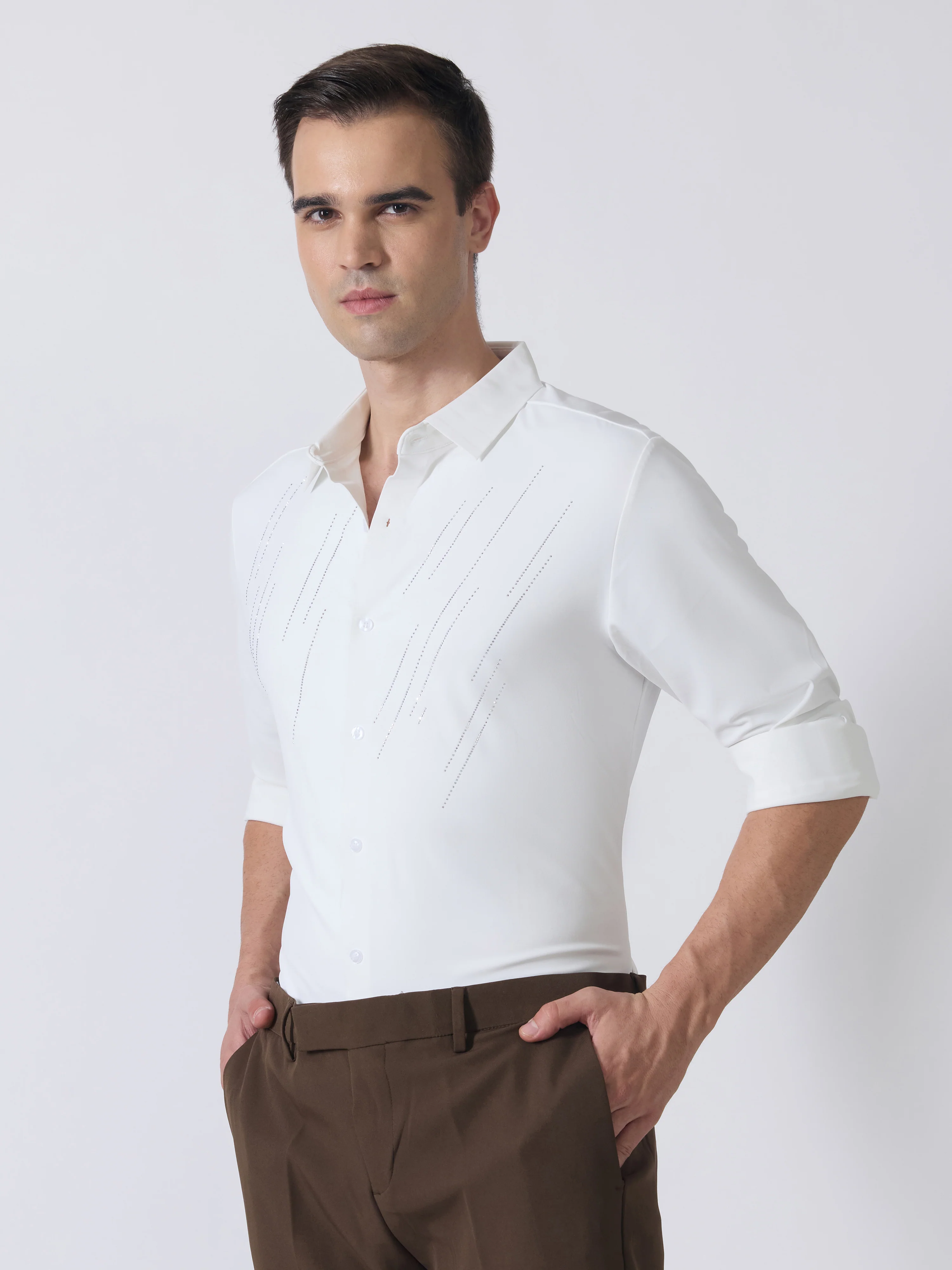 Nemo-7 - Stone Embellished Shirt - White