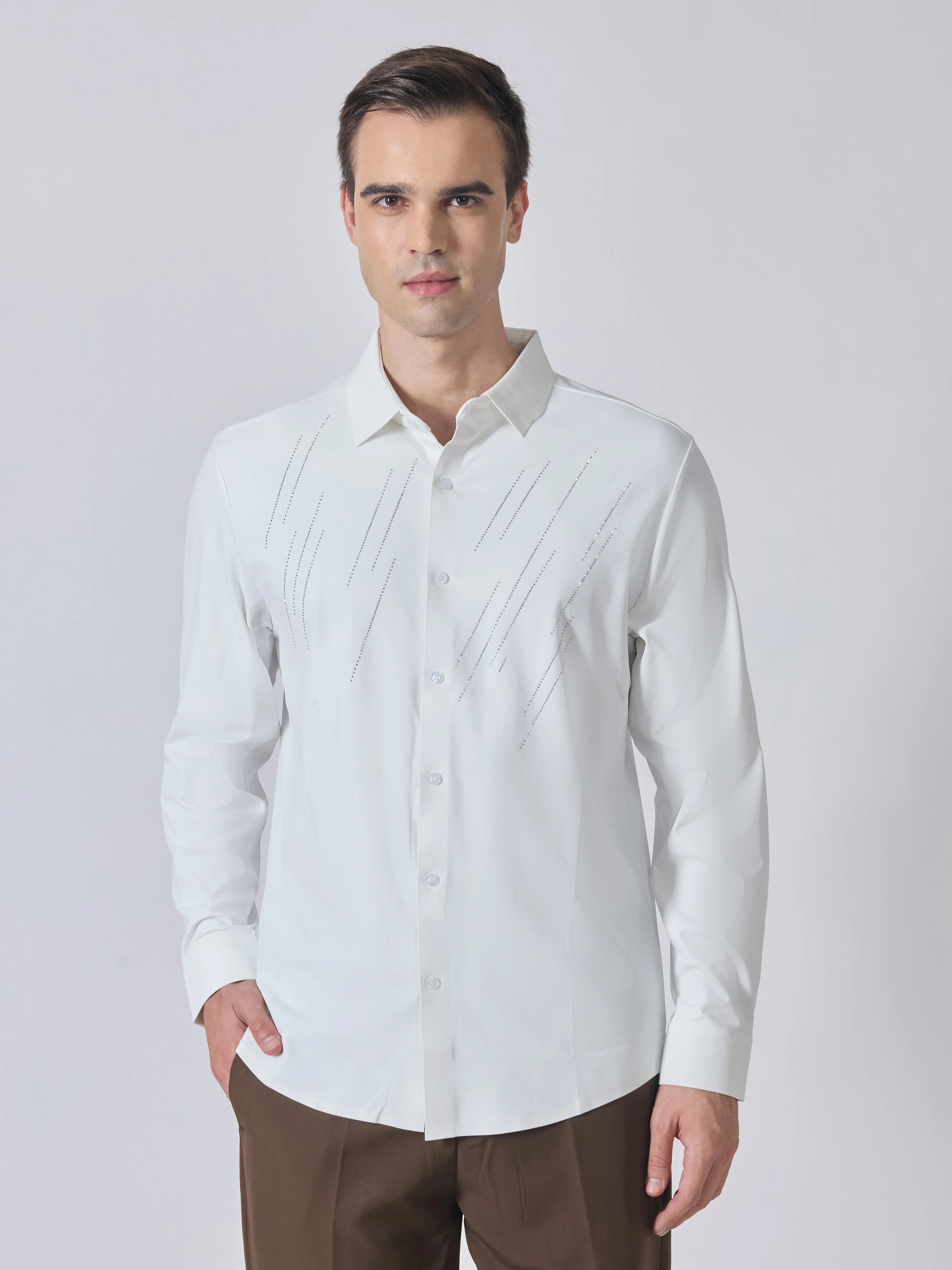 Nemo-7 - Stone Embellished Shirt - White - Image 4
