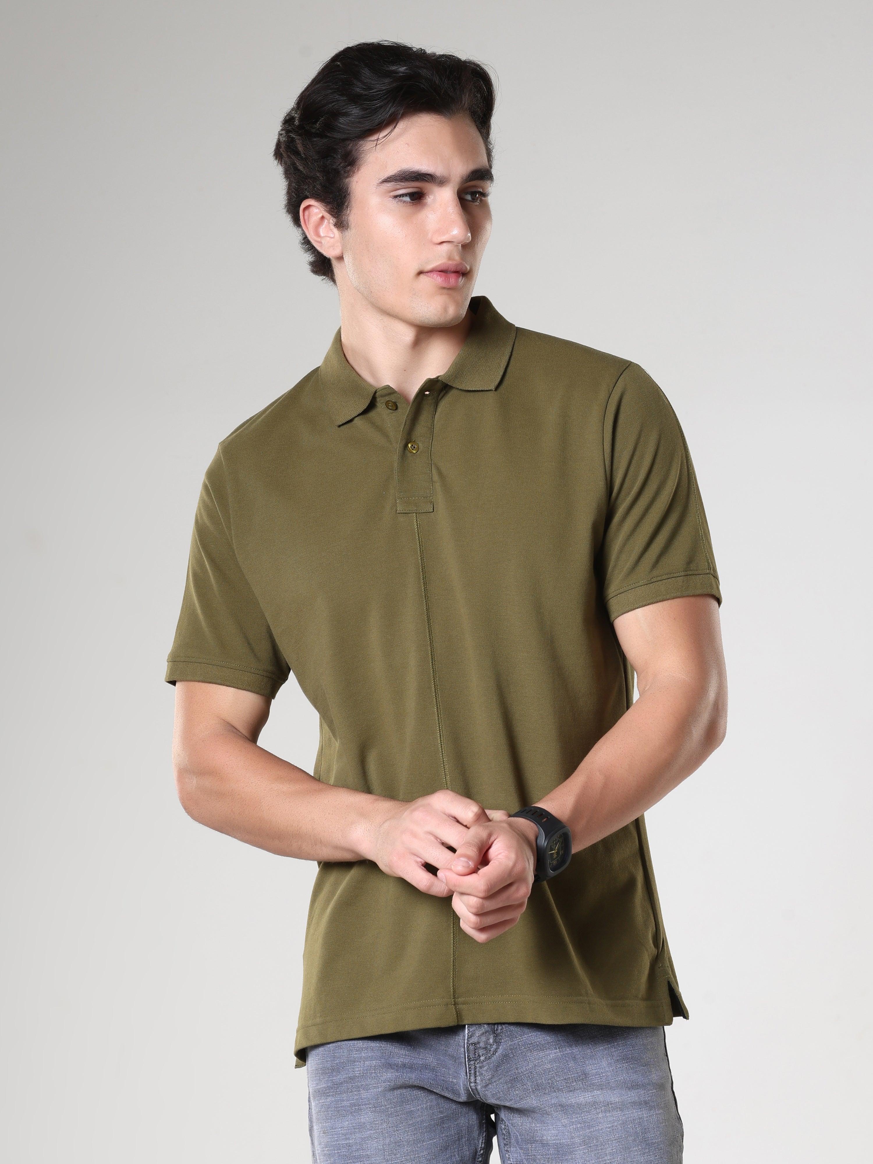 Odessa - Plain Polo T-Shirt- Green - Image 3