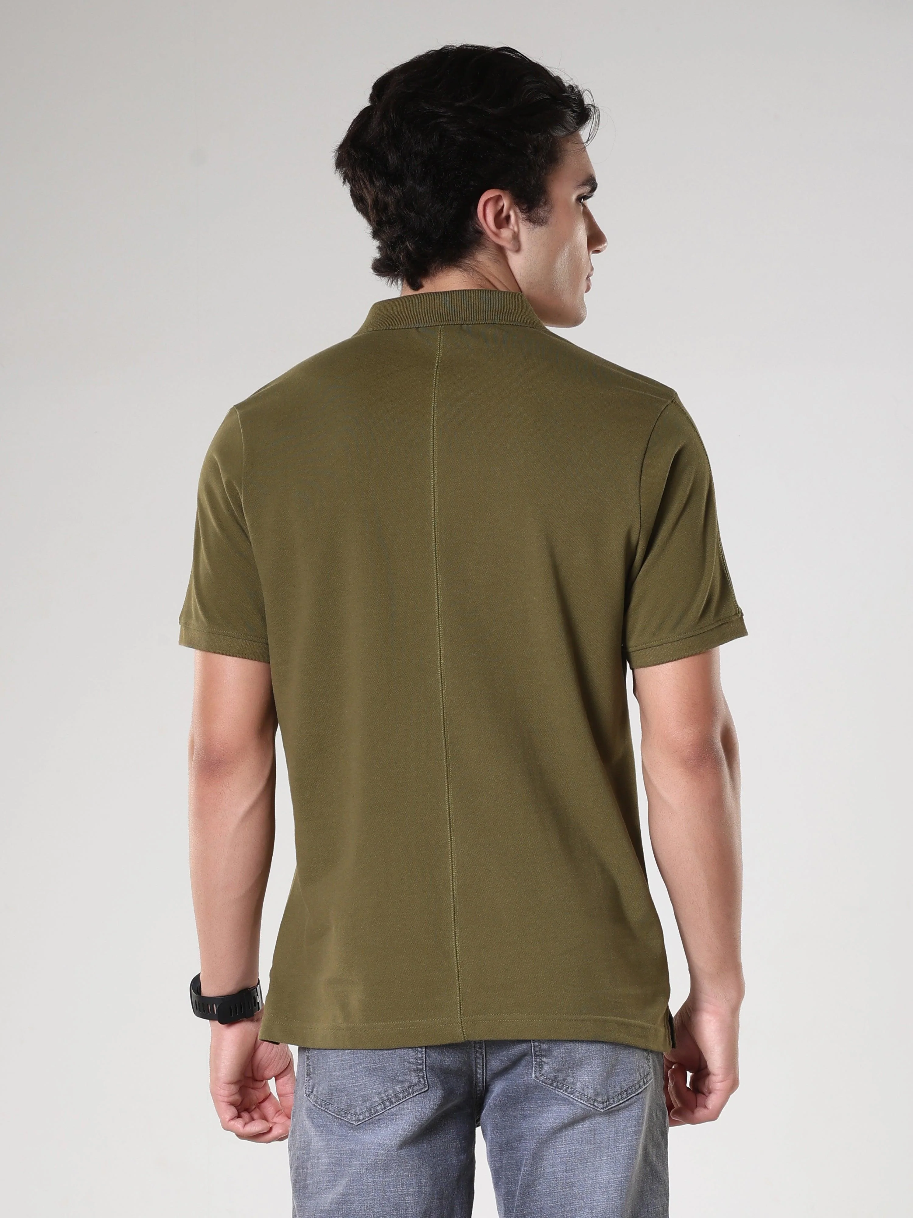 Odessa - Plain Polo T-Shirt- Green - Image 4