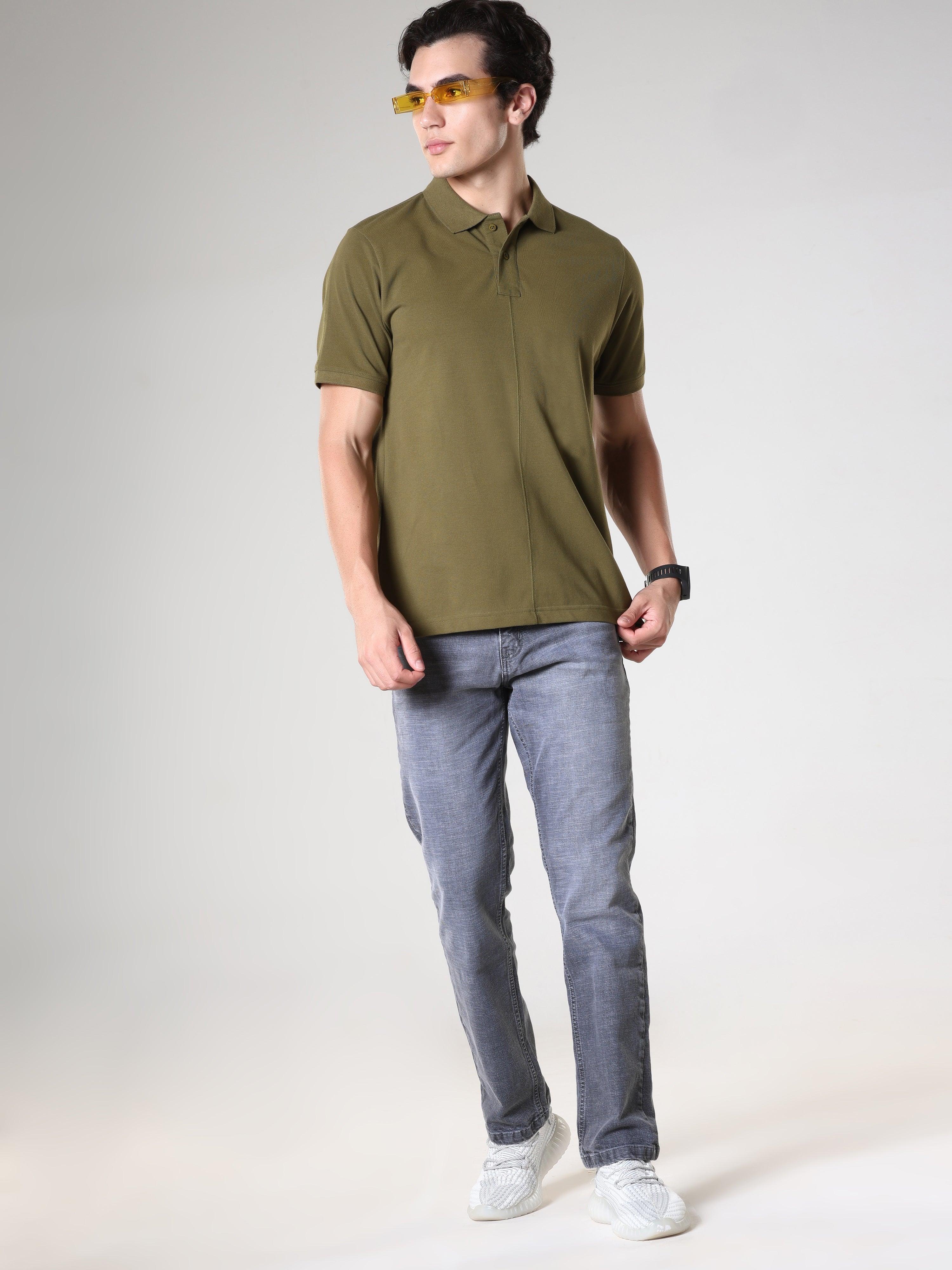 Odessa - Plain Polo T-Shirt- Green - Image 7