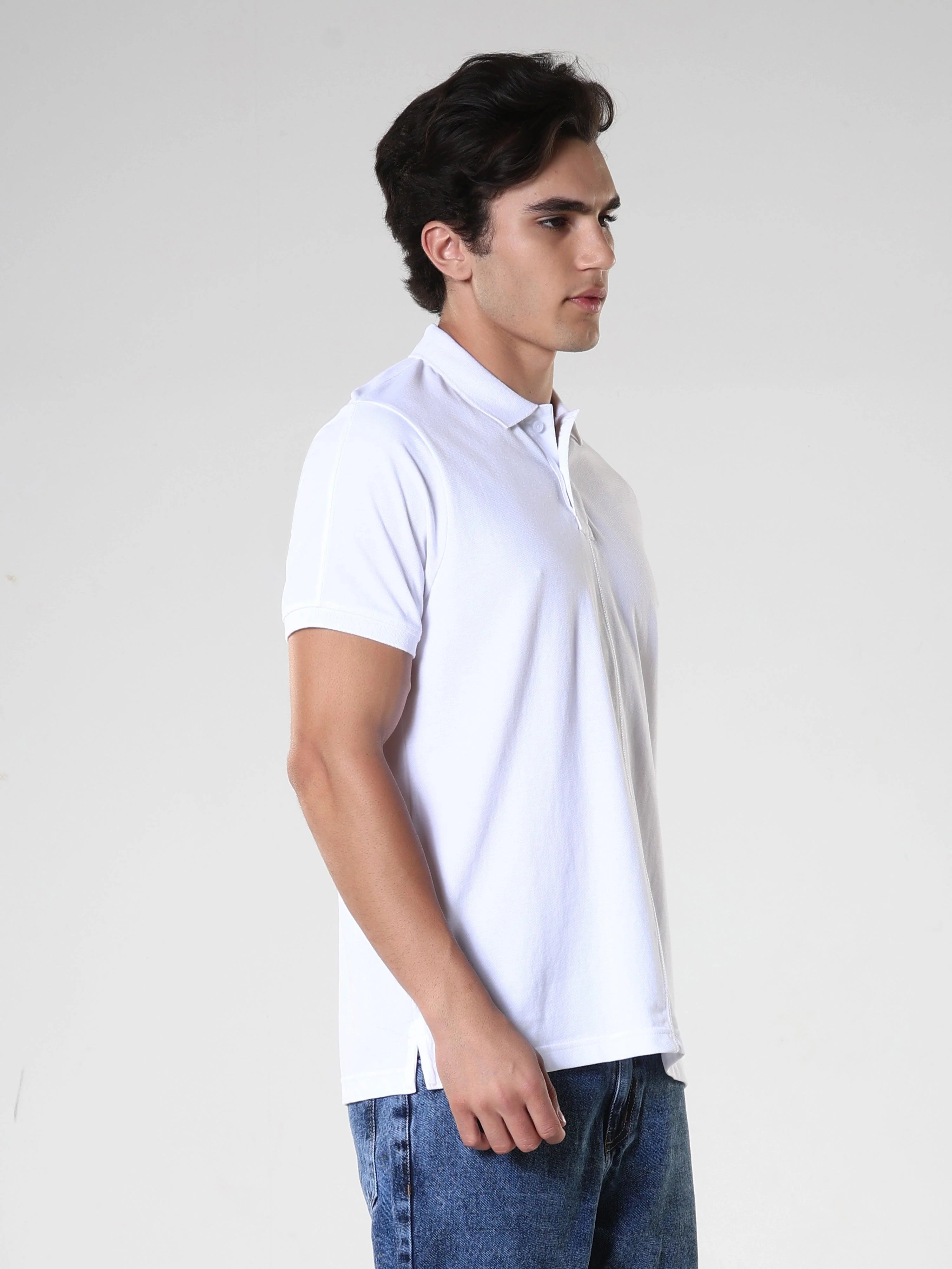 Odessa - Plain Polo T-Shirt- White - Image 5