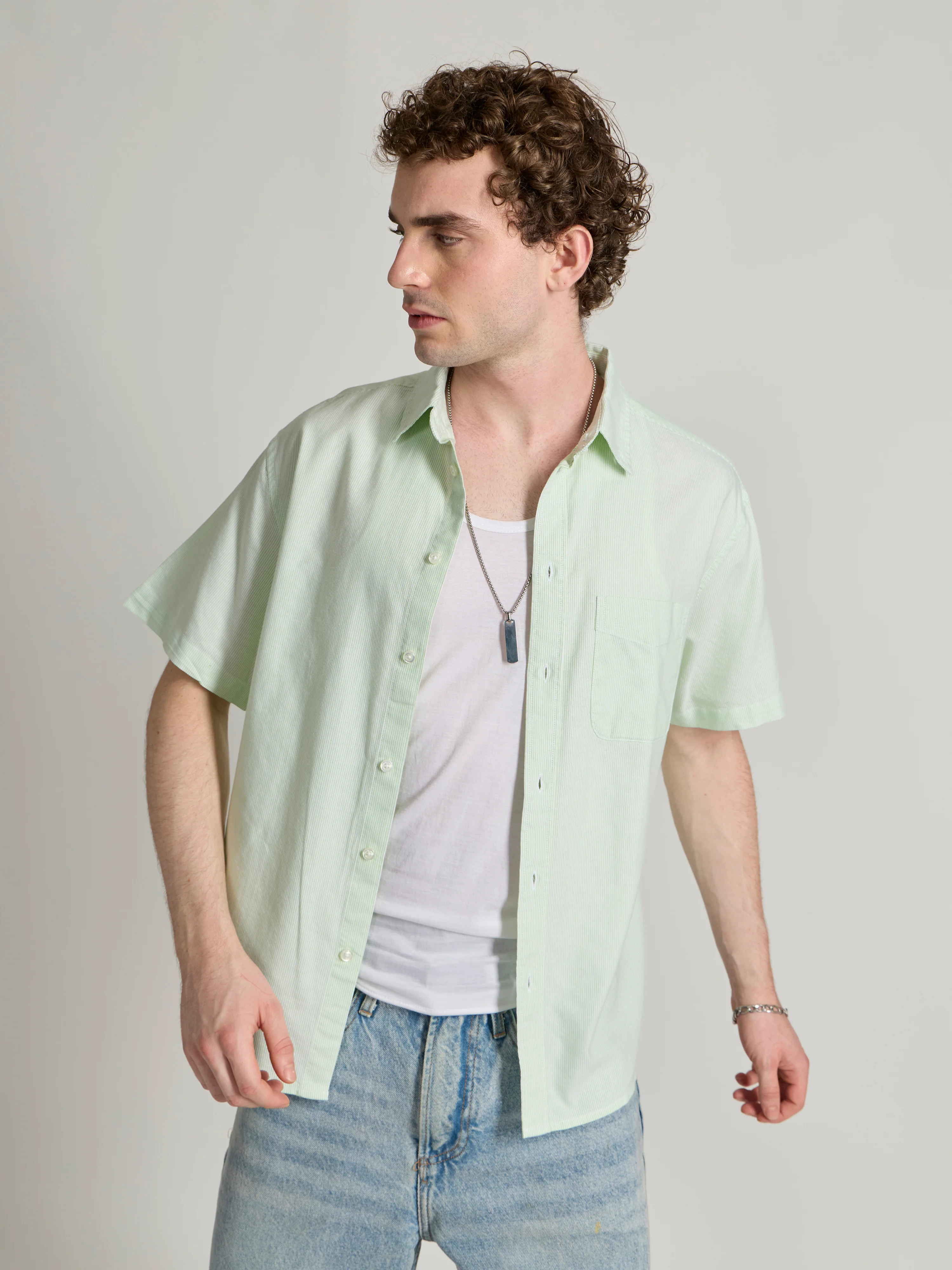 Oran - Striped Shirt - Green - Image 4