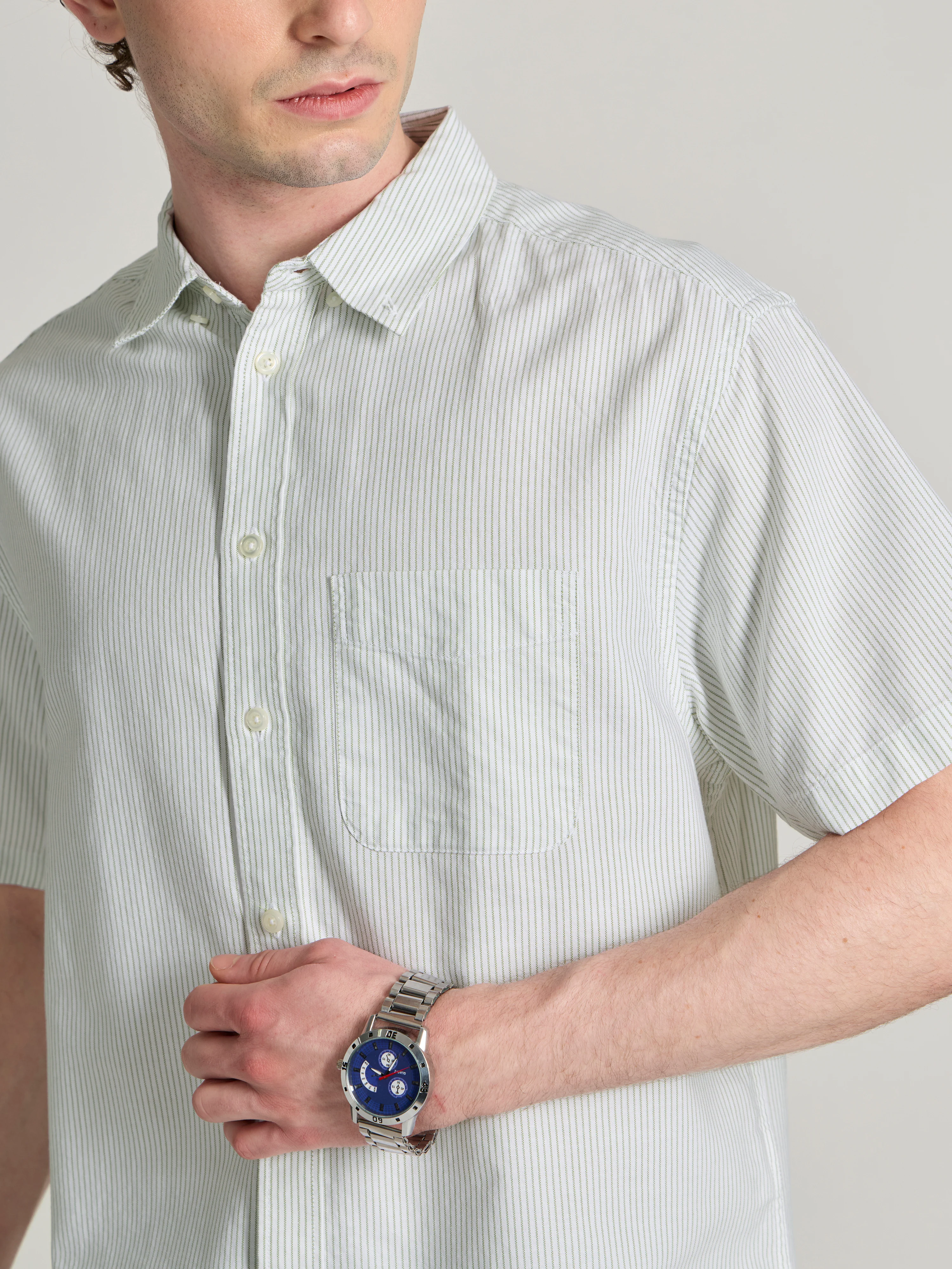Oran - Striped Shirt - Light Green - Image 2