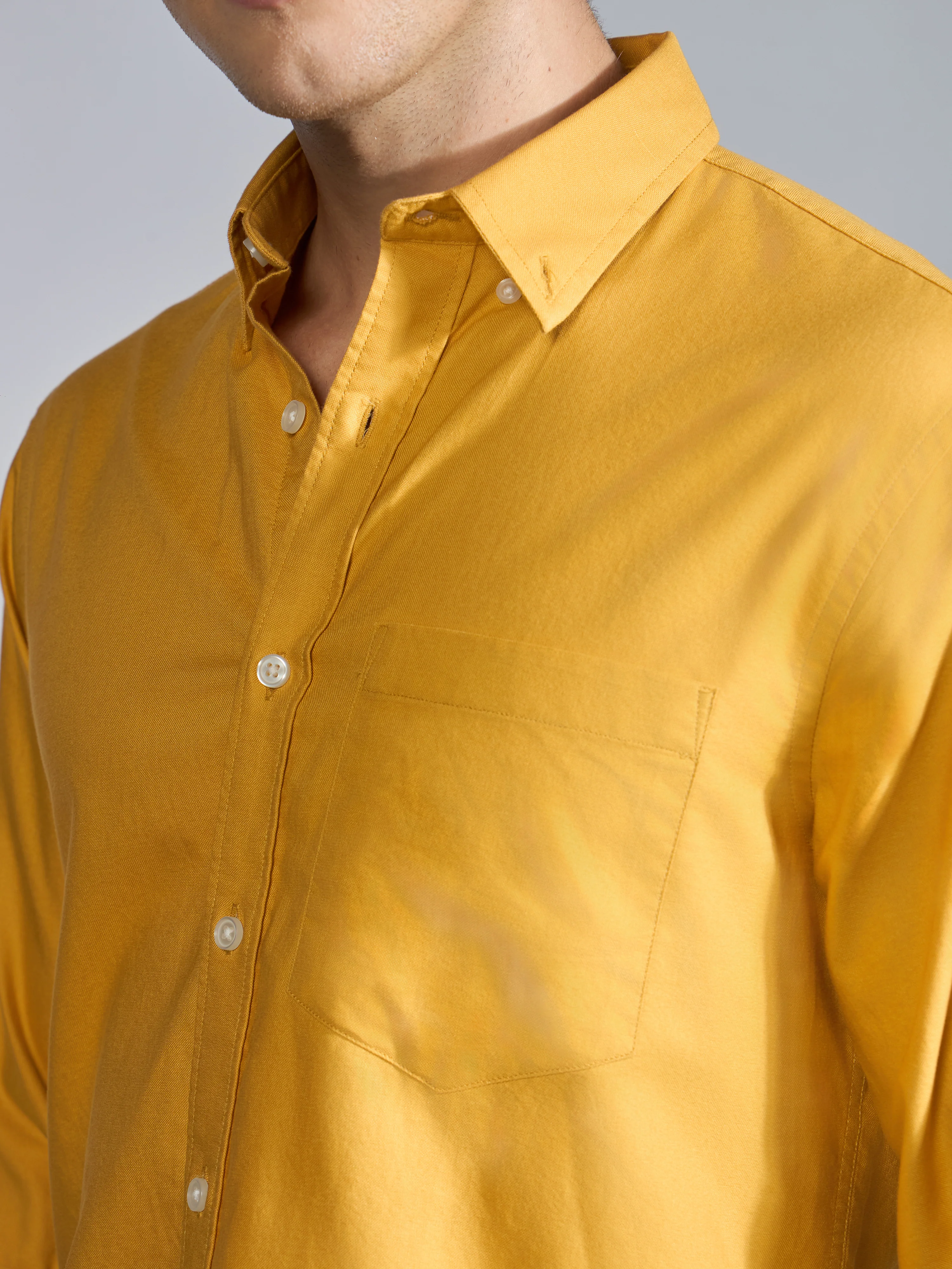 Orbit -  Relaxed Fit Oxford Shirt With Elbow Patch - Yellow - Image 3