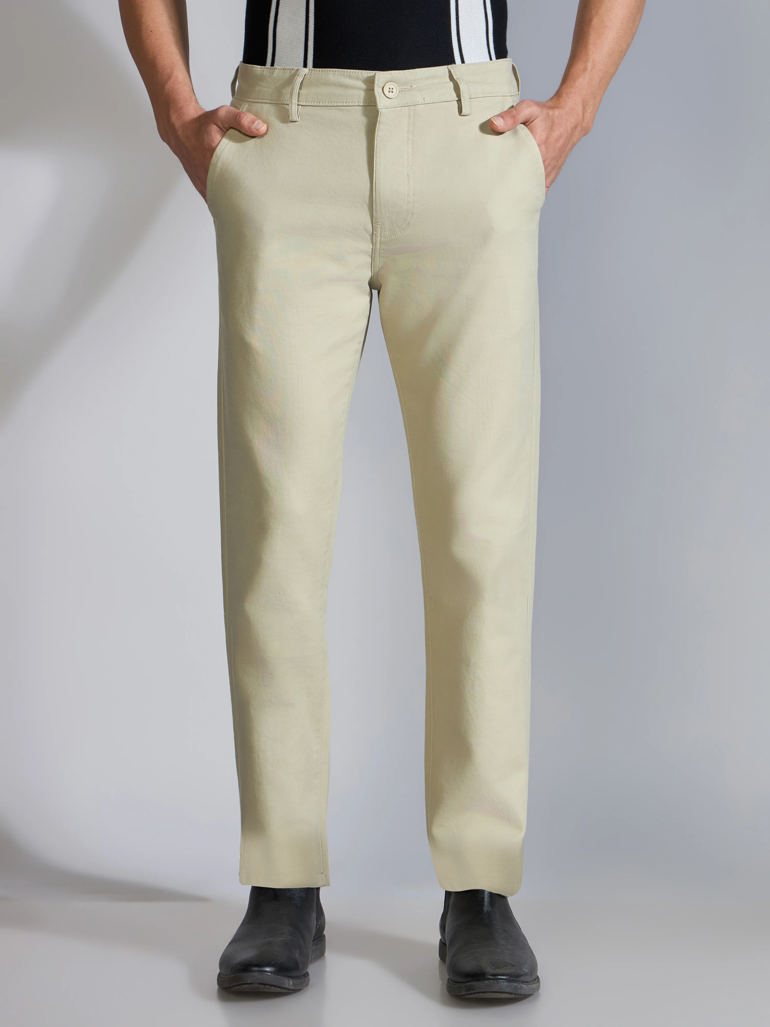 Orren - Slim Fit Cotton Pant - Dusty Yellow - Image 4