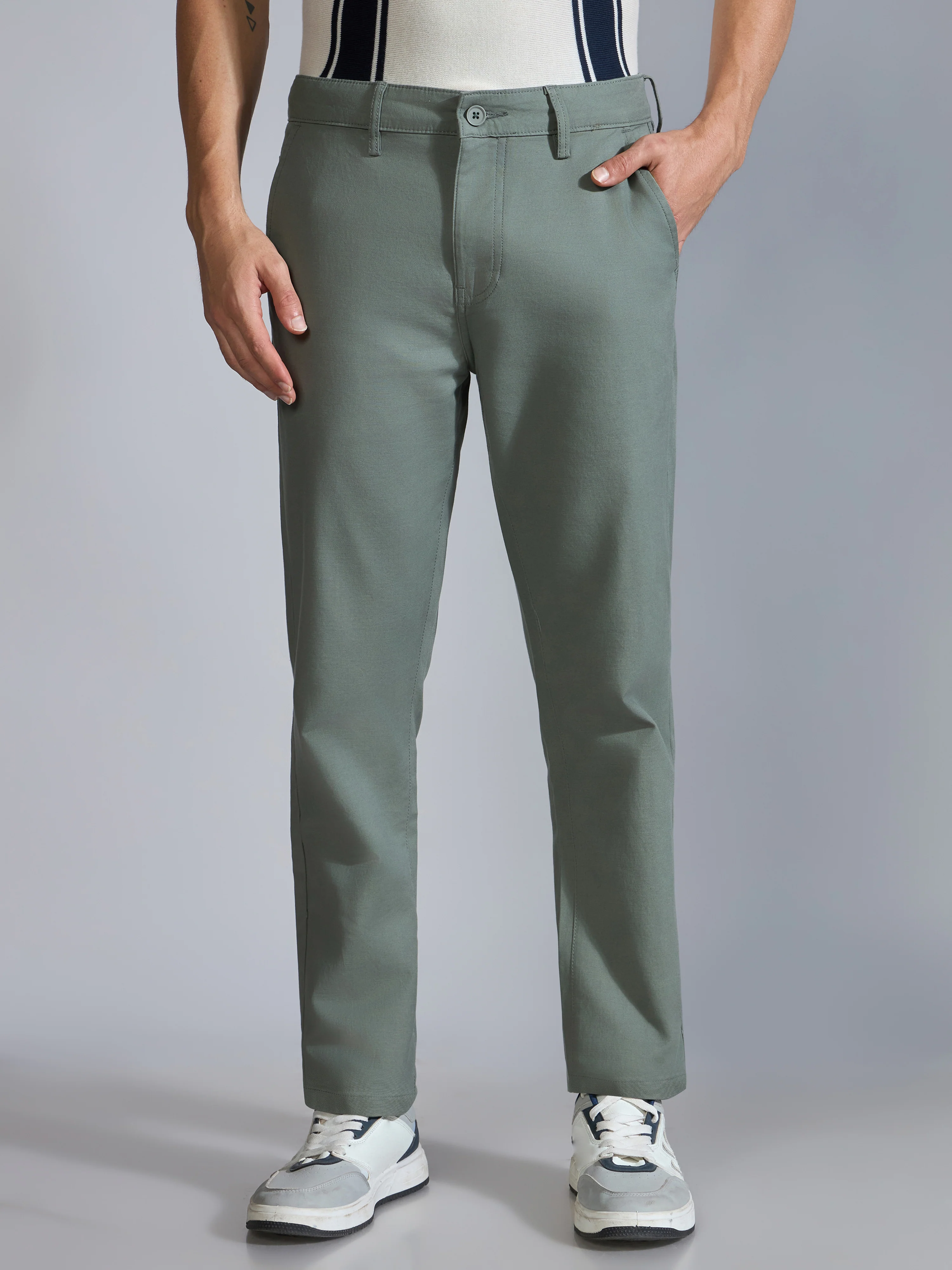 Orren - Slim Fit Cotton Pant - Shale Green - Image 4