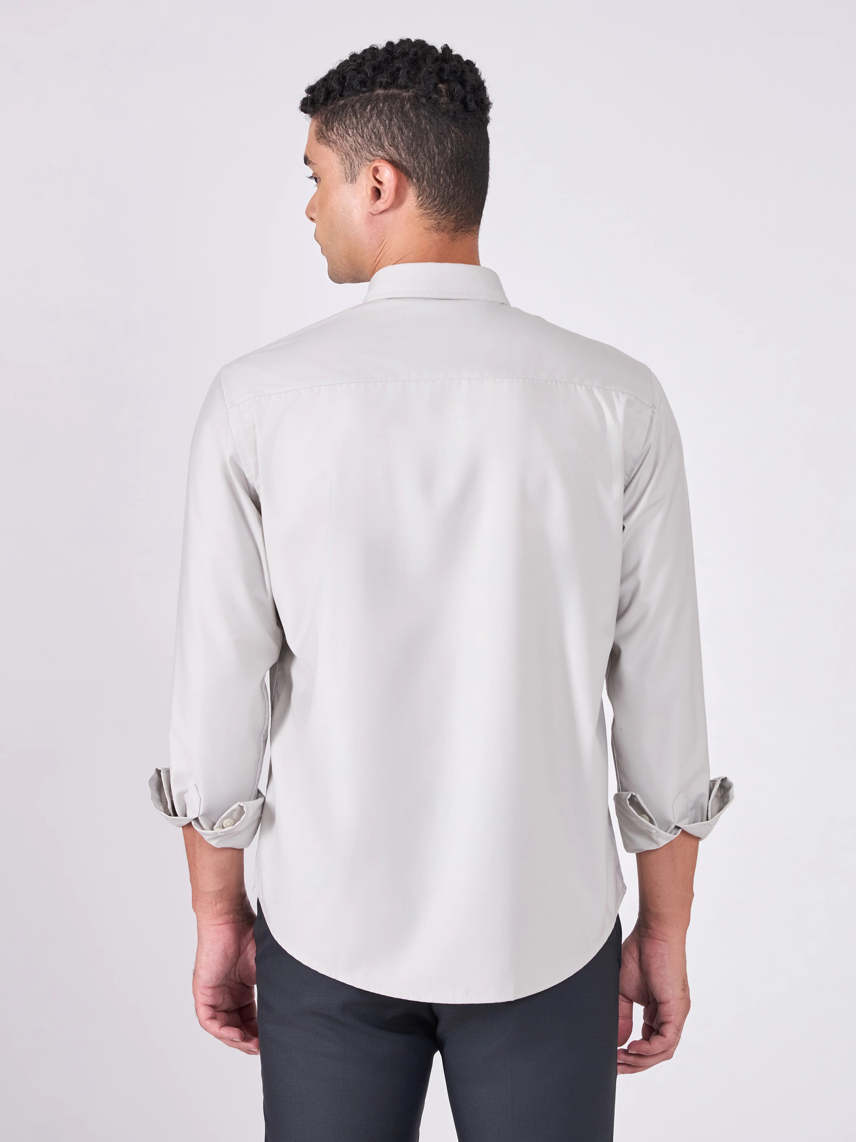 Orville - Tencel Plain Shirt - Light Grey - Image 6
